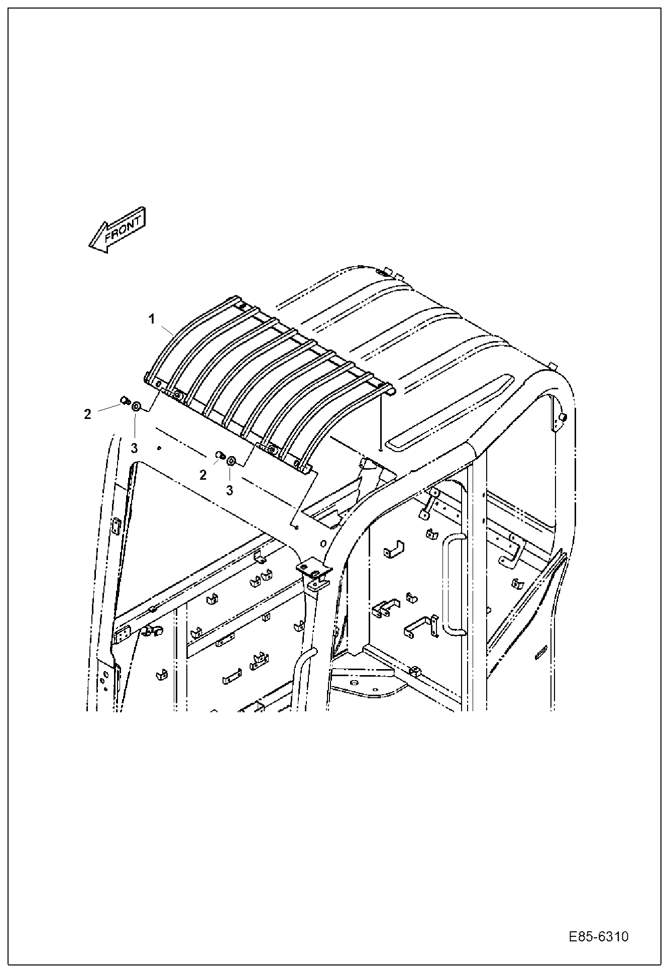 Схема запчастей Bobcat E85 - OPERATOR CAB (Roof Guard) MAIN FRAME