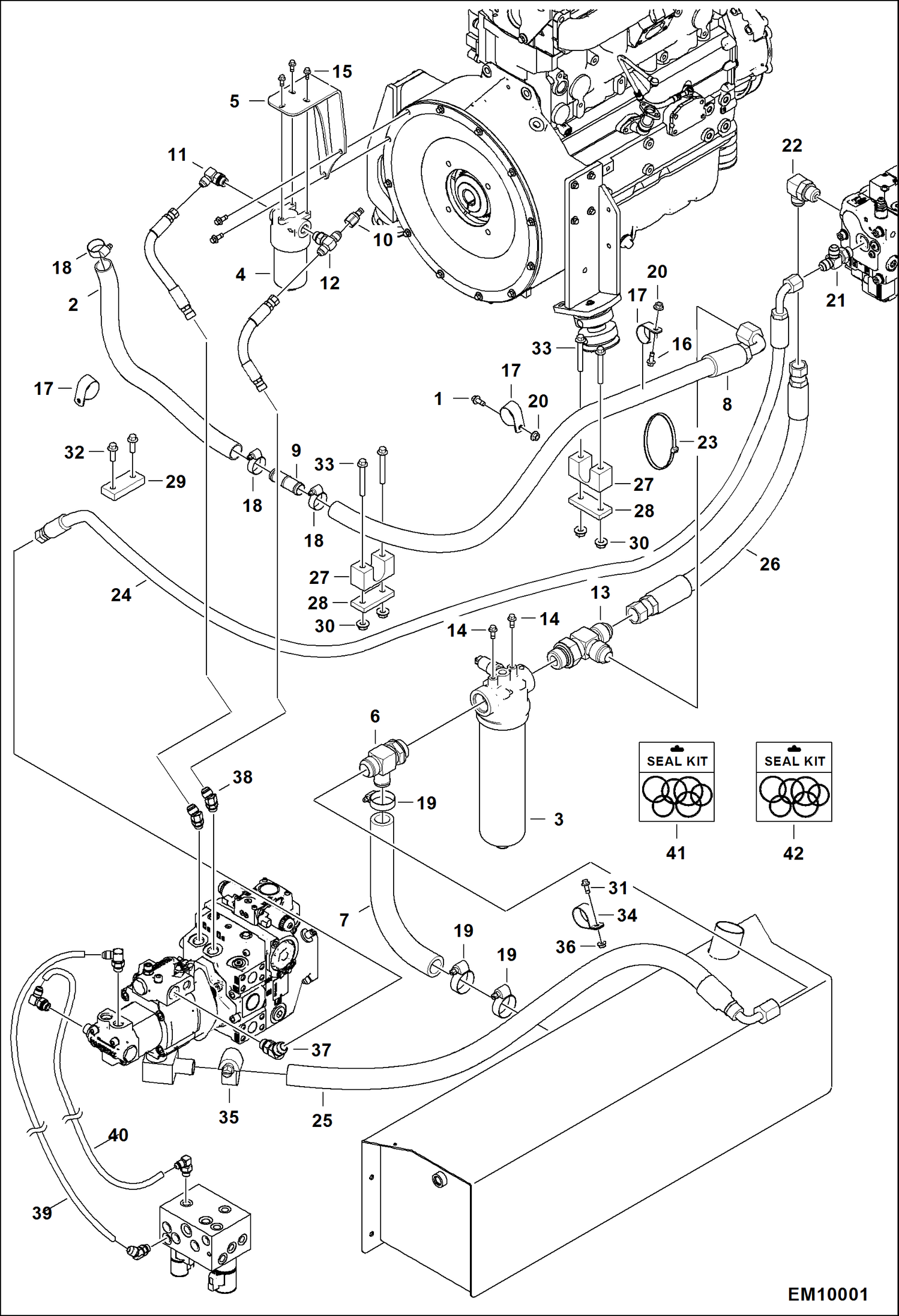 Схема запчастей Bobcat TL470 - HYDROSTATIC CIRCUITRY (Oil Supply) HYDROSTATIC SYSTEM