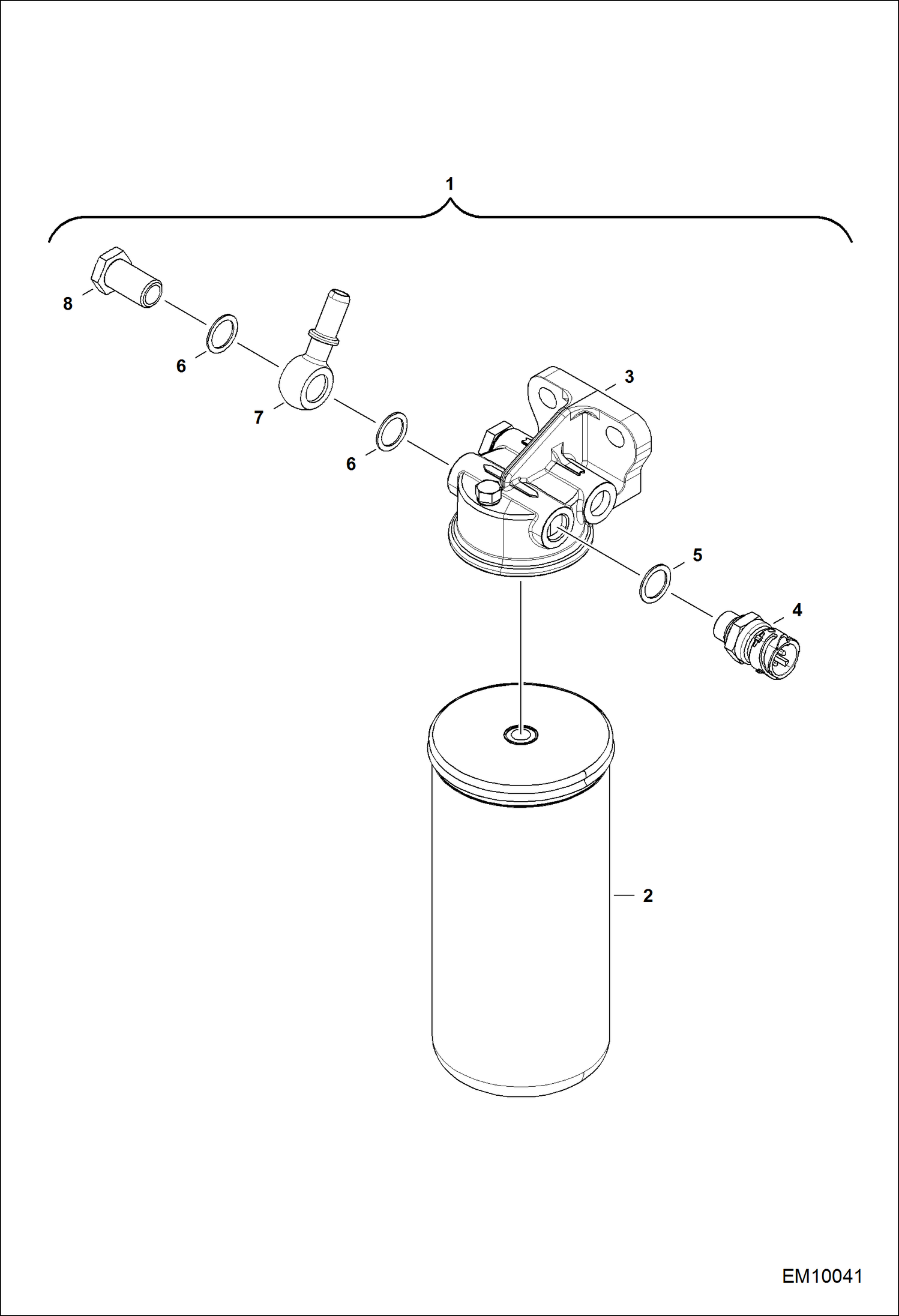 Схема запчастей Bobcat T40140 - FUEL FILTER POWER UNIT