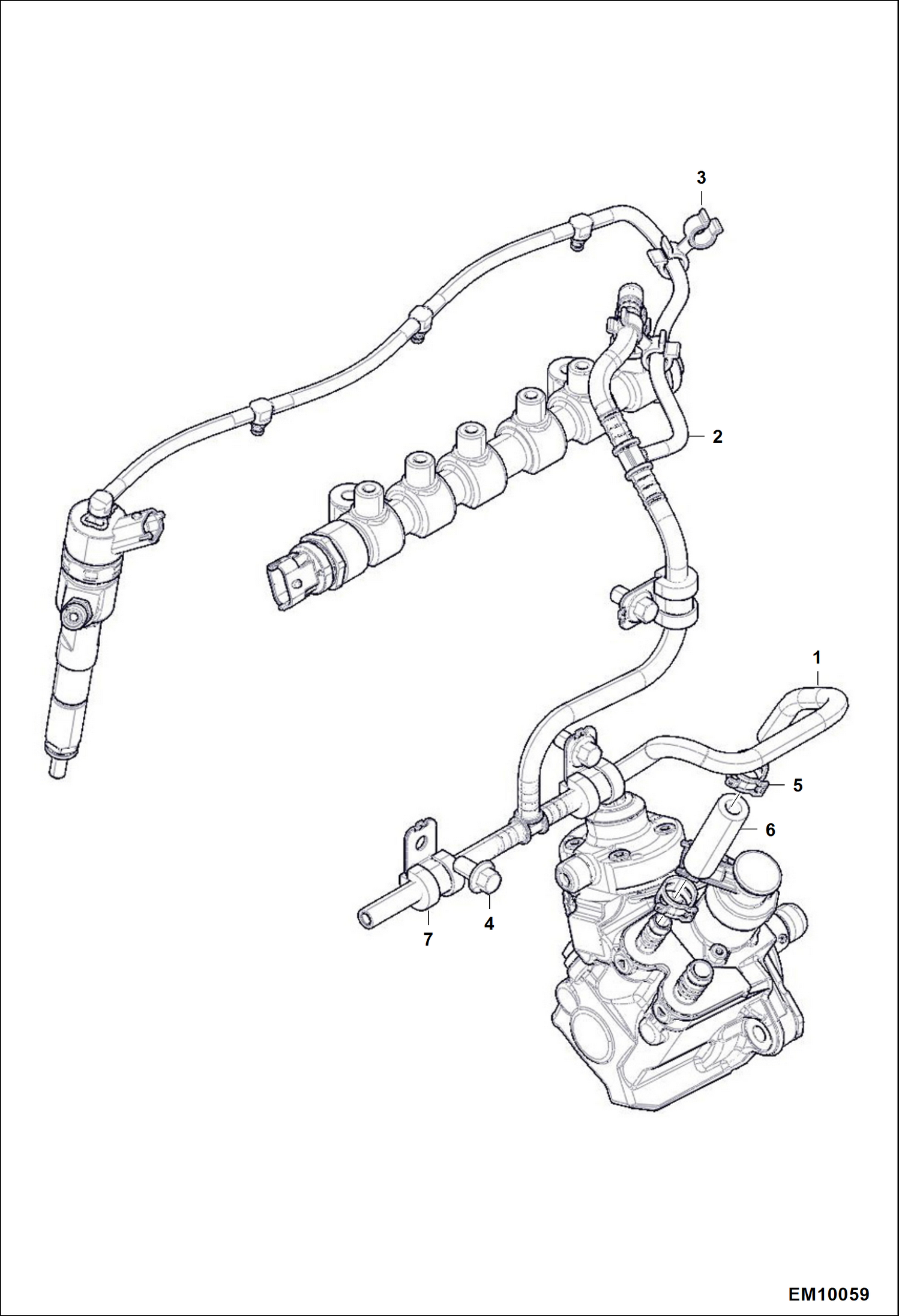 Схема запчастей Bobcat T40140 - FUEL LINE POWER UNIT