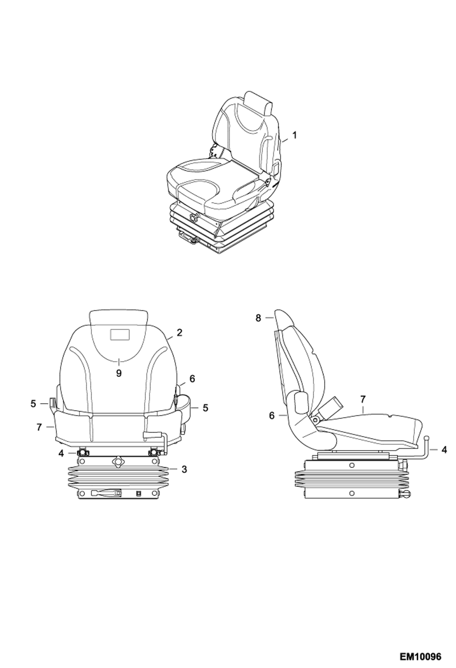 Схема запчастей Bobcat V723 - SEAT & SUSPENSION (#7181512) (S/N A8HL13000 & Above, A8HP13000 & Above) MAIN FRAME