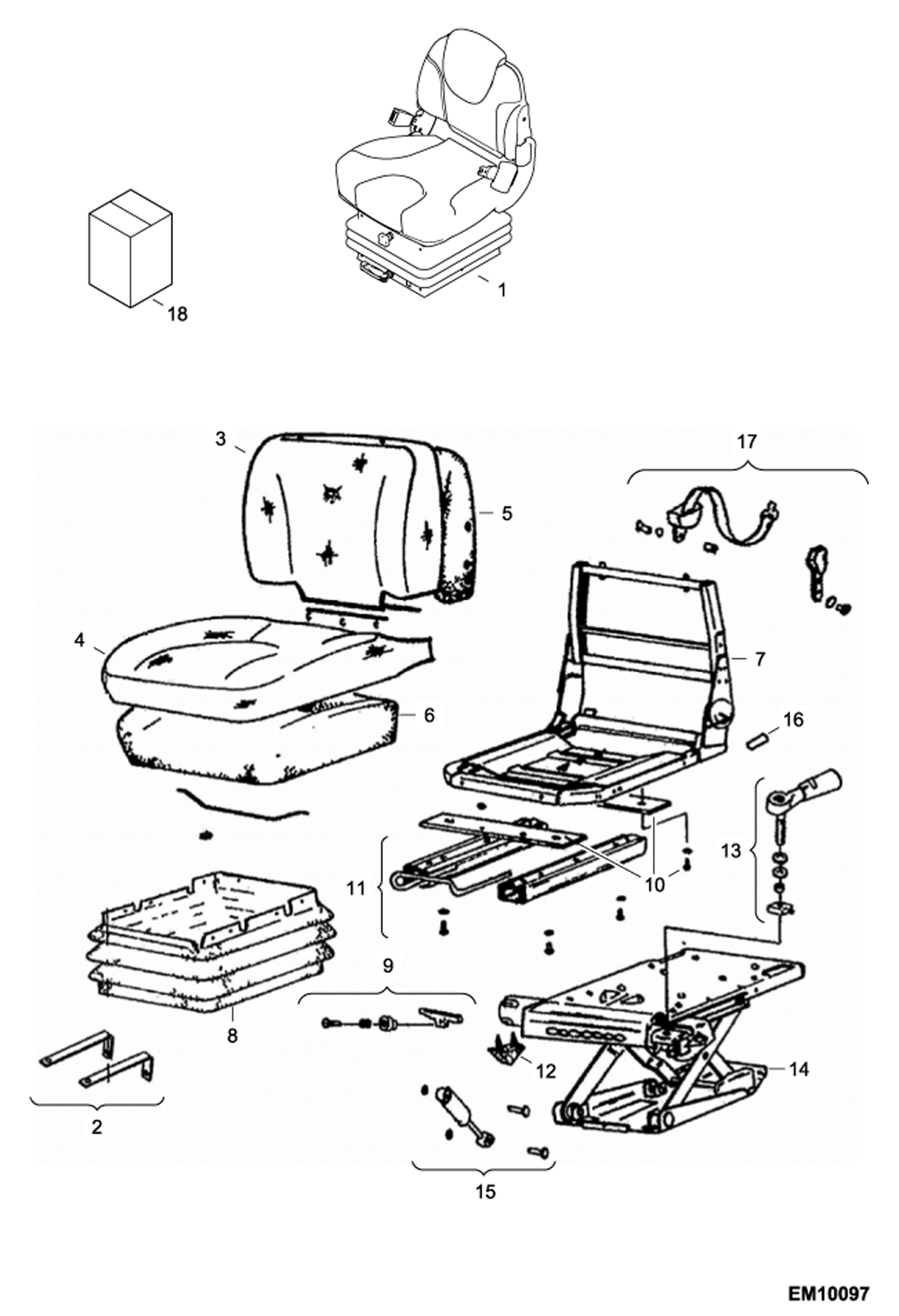 Схема запчастей Bobcat T35120SL - SEAT & SUSPENSION (#6932751) (S/N A8GJ13000 & Above, A8GV13000 & Above) MAIN FRAME