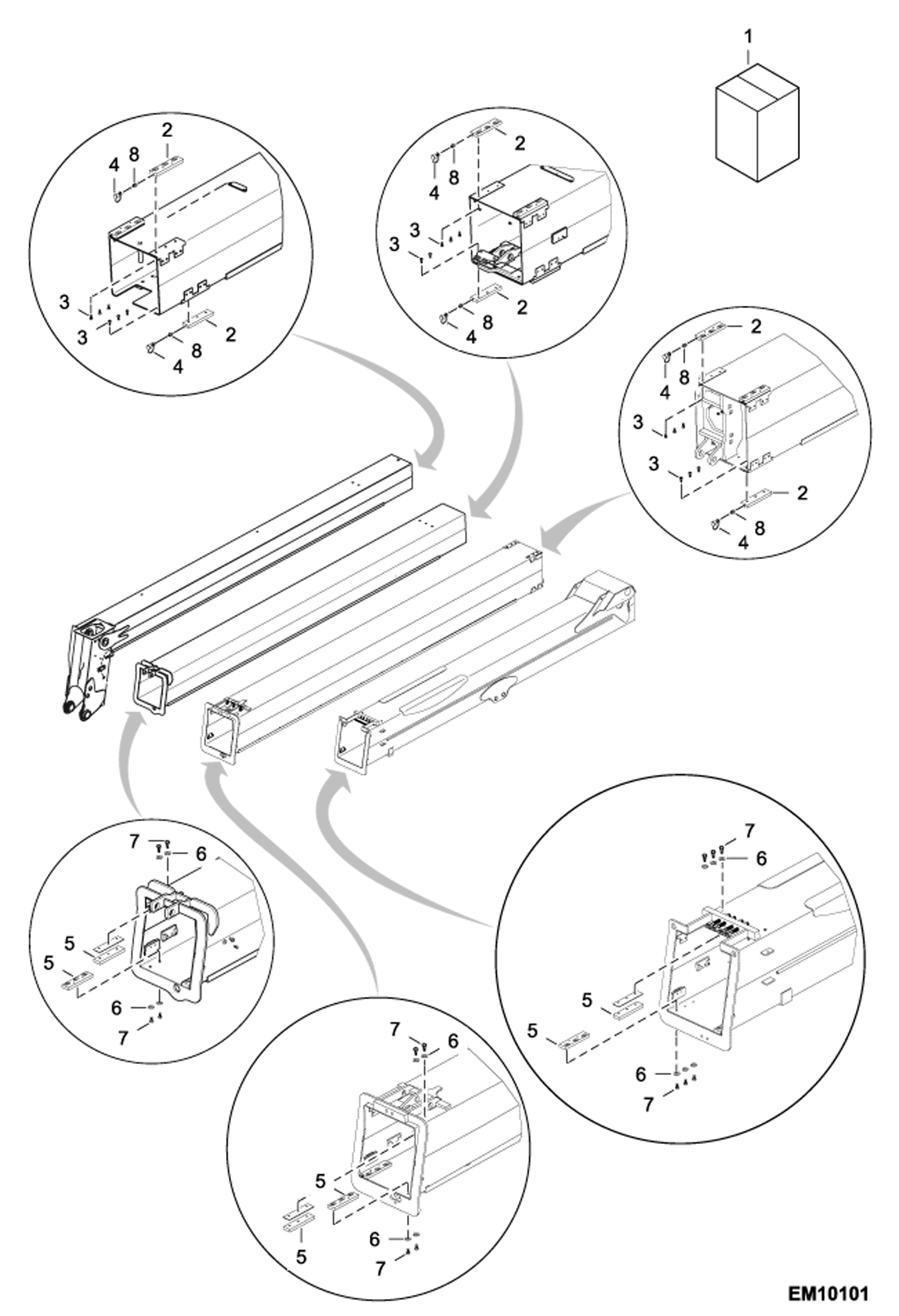 Схема запчастей Bobcat T40140 - BOOM PAD KIT (S/N A8GB11001 & Above) ACCESSORIES & OPTIONS