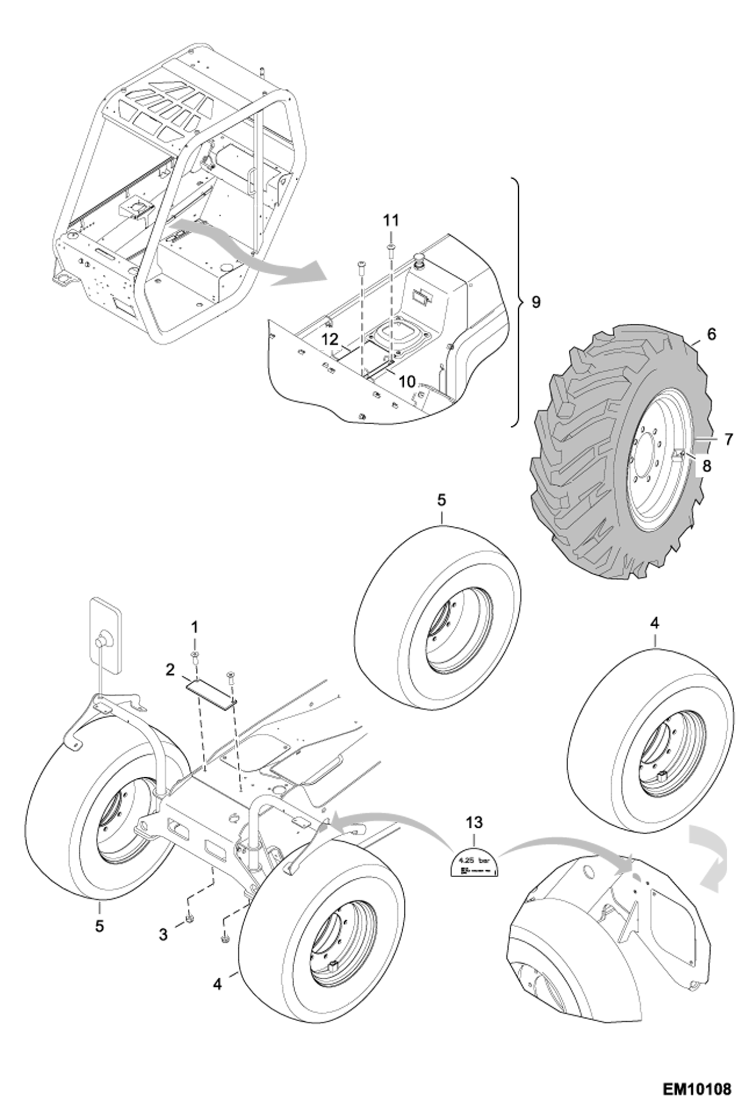 Схема запчастей Bobcat T2250 - WHEELS (14 X 17.5) ACCESSORIES & OPTIONS