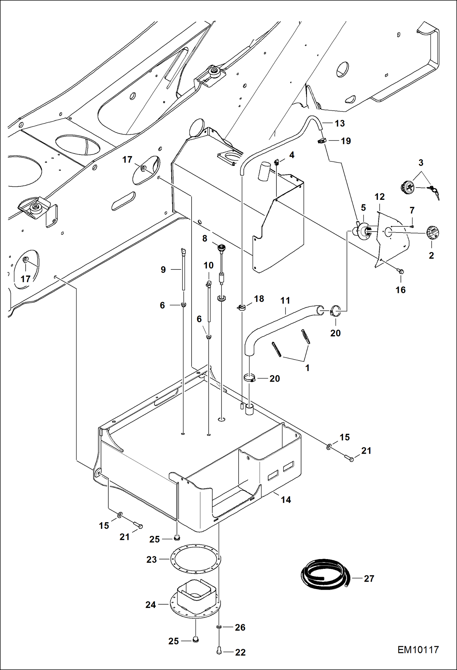 Схема запчастей Bobcat T40140 - FUEL TANK MAIN FRAME