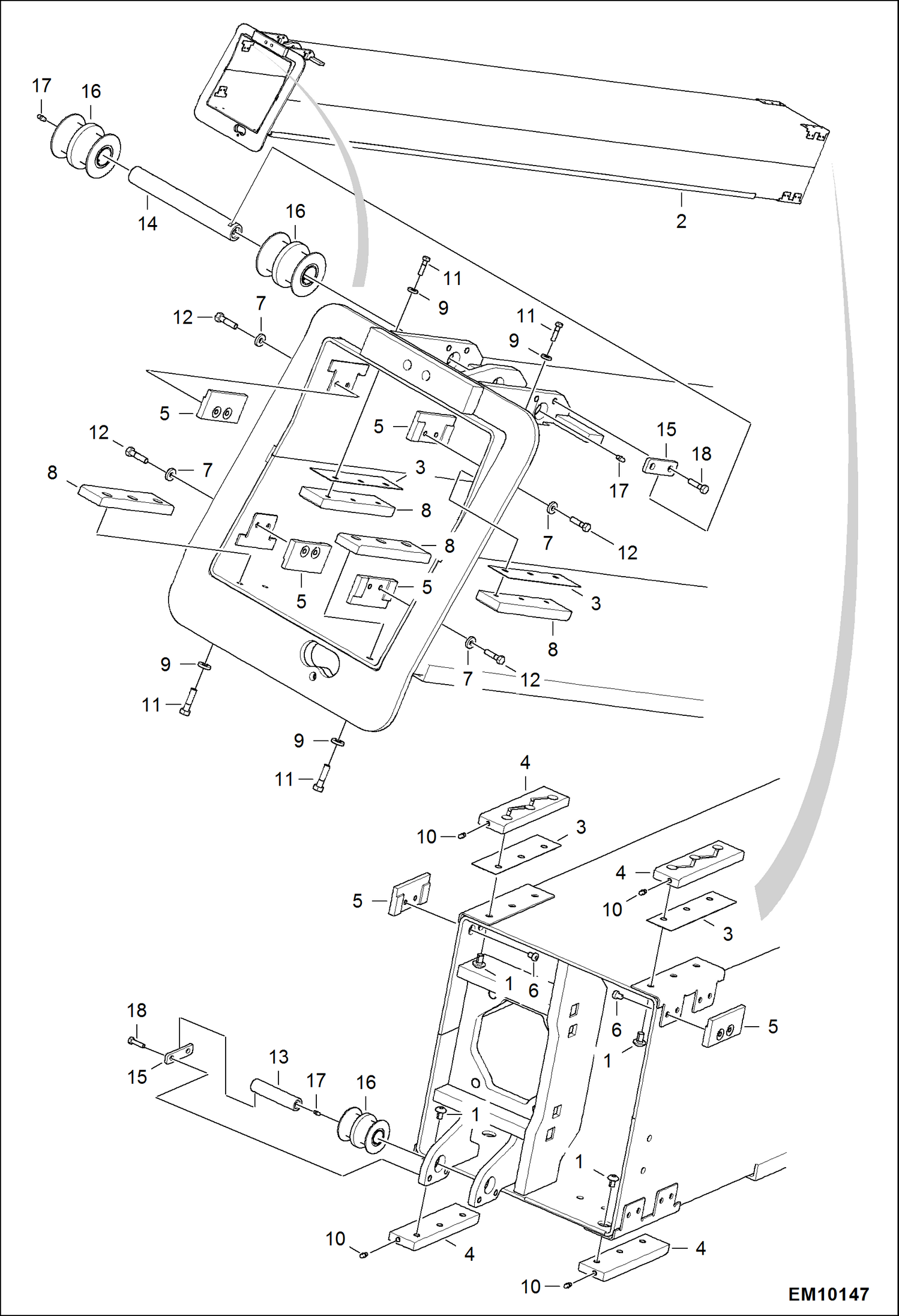 Схема запчастей Bobcat T40140 - INTERMEDIATE BOOM MAIN FRAME