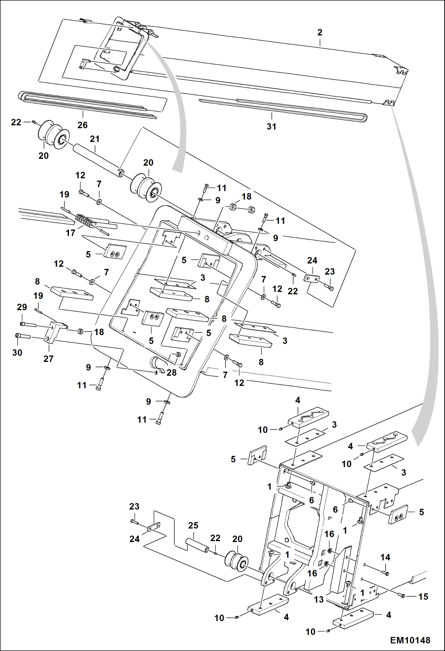 Схема запчастей Bobcat T40180 - 1ST INTERMEDIATE BOOM MAIN FRAME