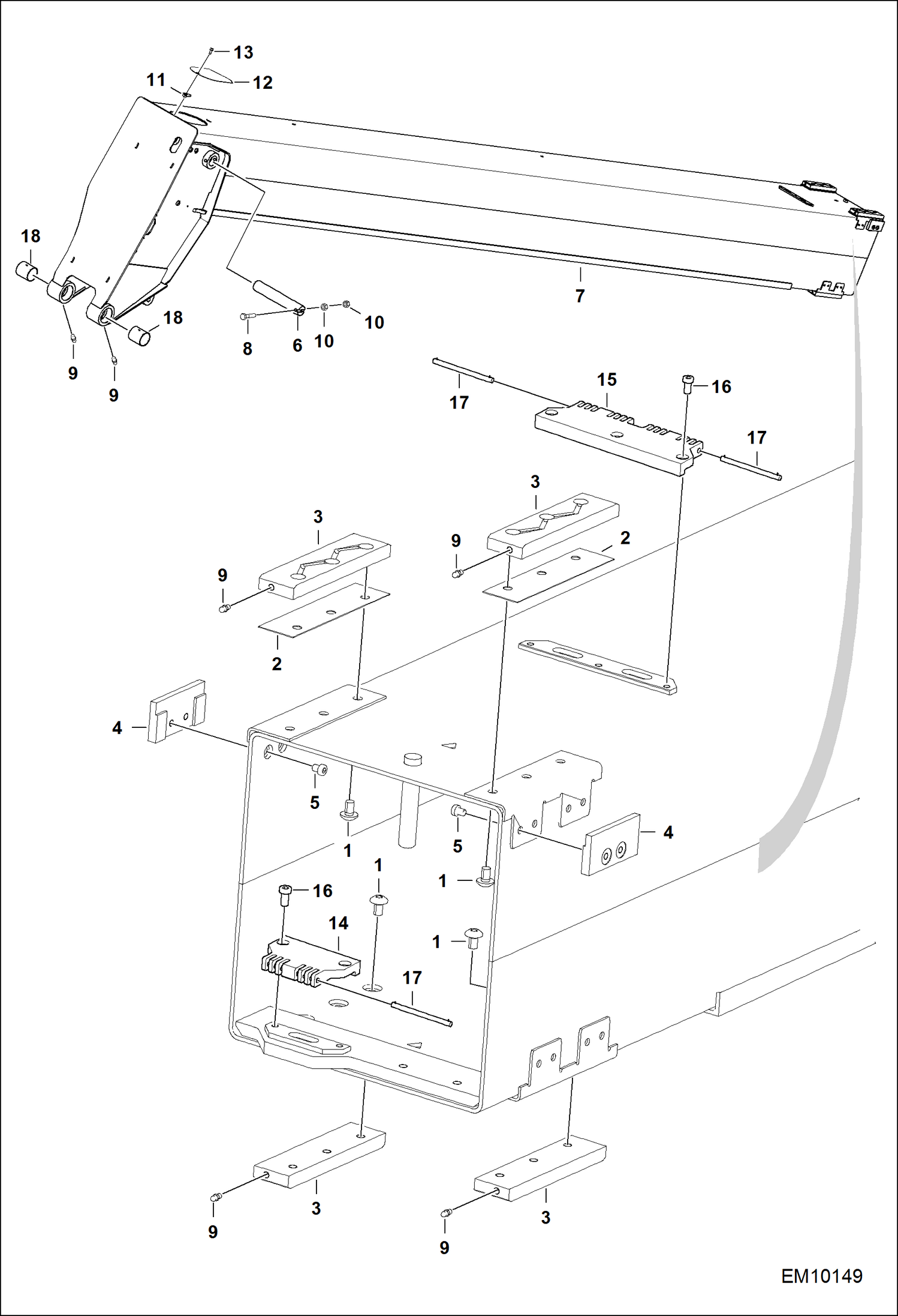 Схема запчастей Bobcat T40140 - END BOOM MAIN FRAME