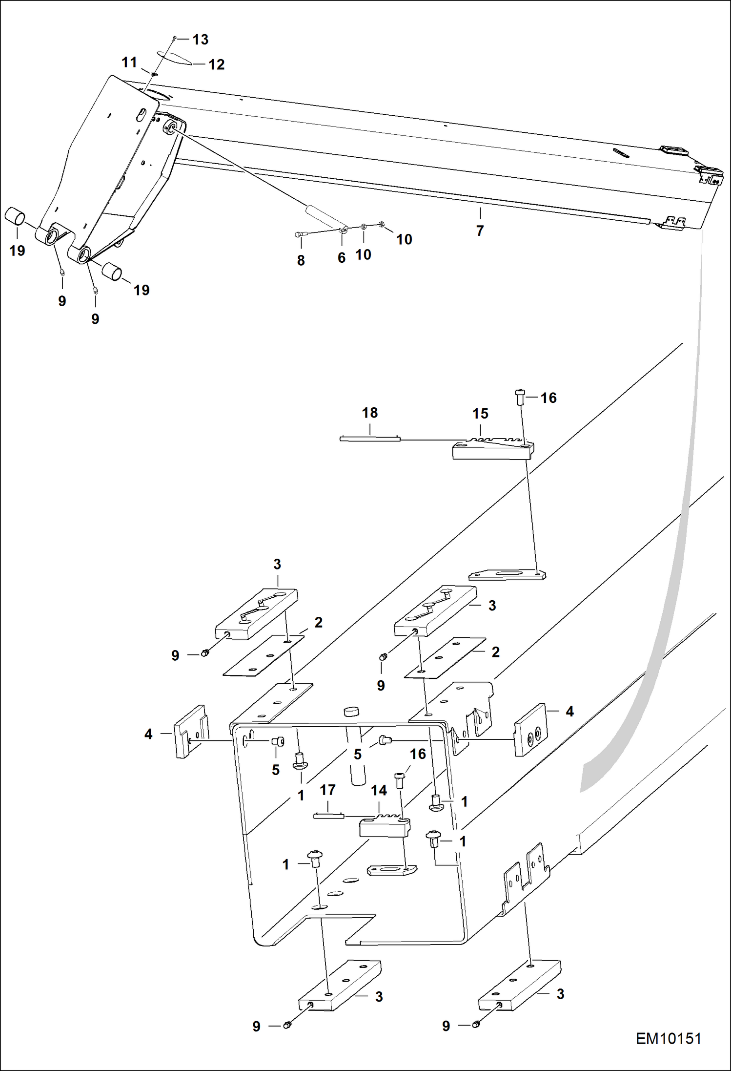 Схема запчастей Bobcat T40180 - END BOOM MAIN FRAME