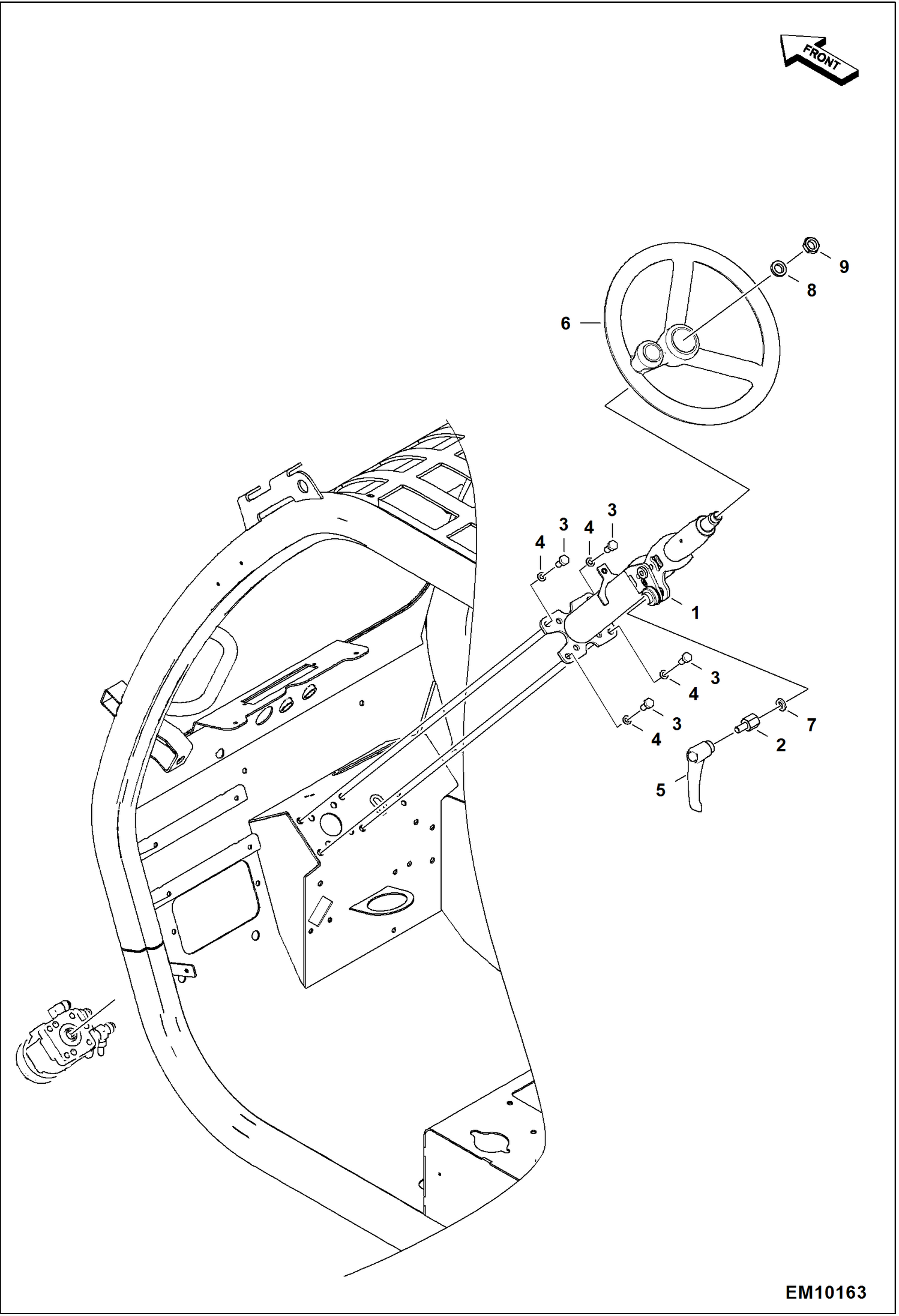 Схема запчастей Bobcat T40140 - STEERING COLUMN (Adjustable) MAIN FRAME