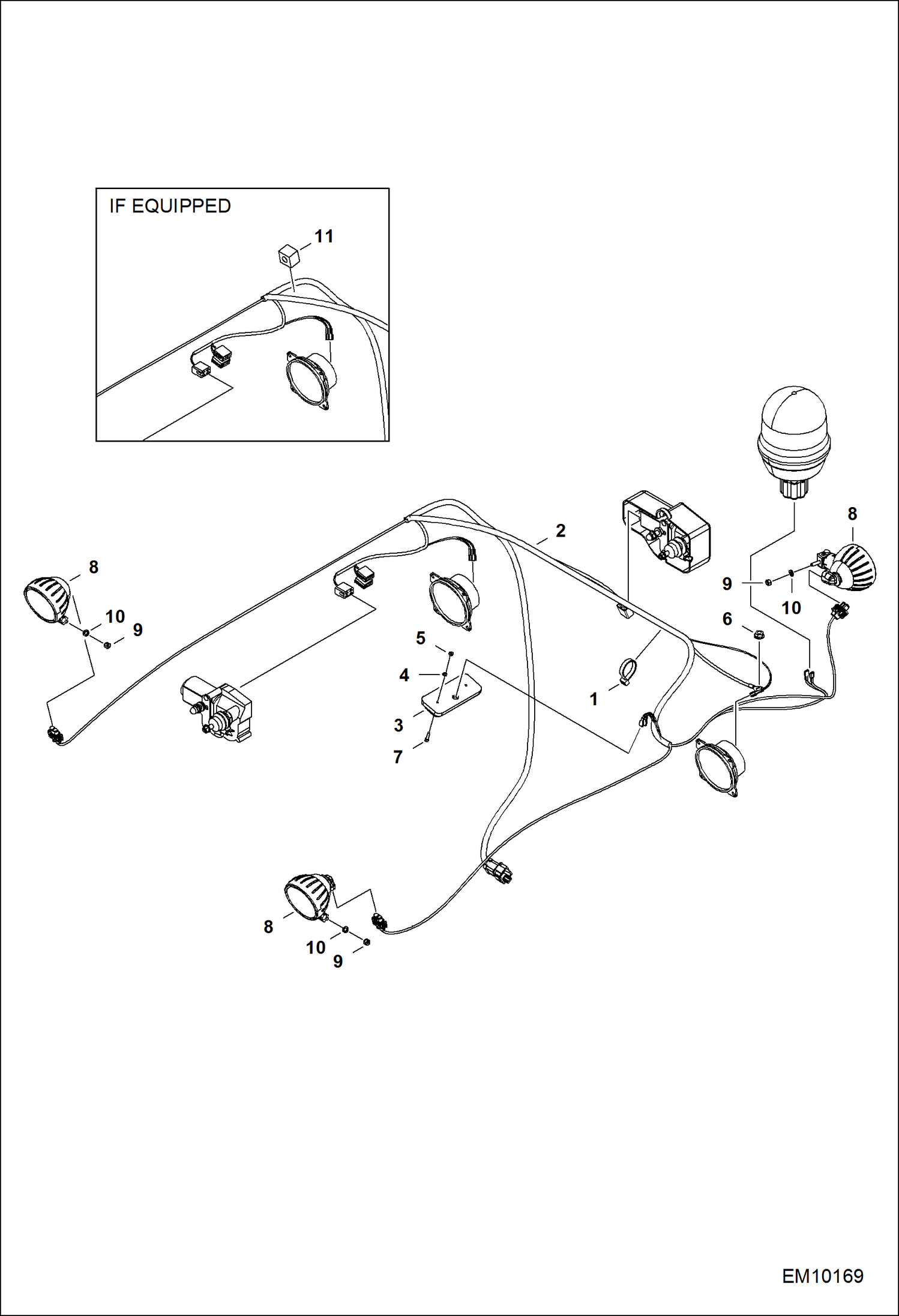 Схема запчастей Bobcat T40140 - CAB ELECTRICAL CIRCUITRY (Upper Harness & Work Lights) ELECTRICAL SYSTEM