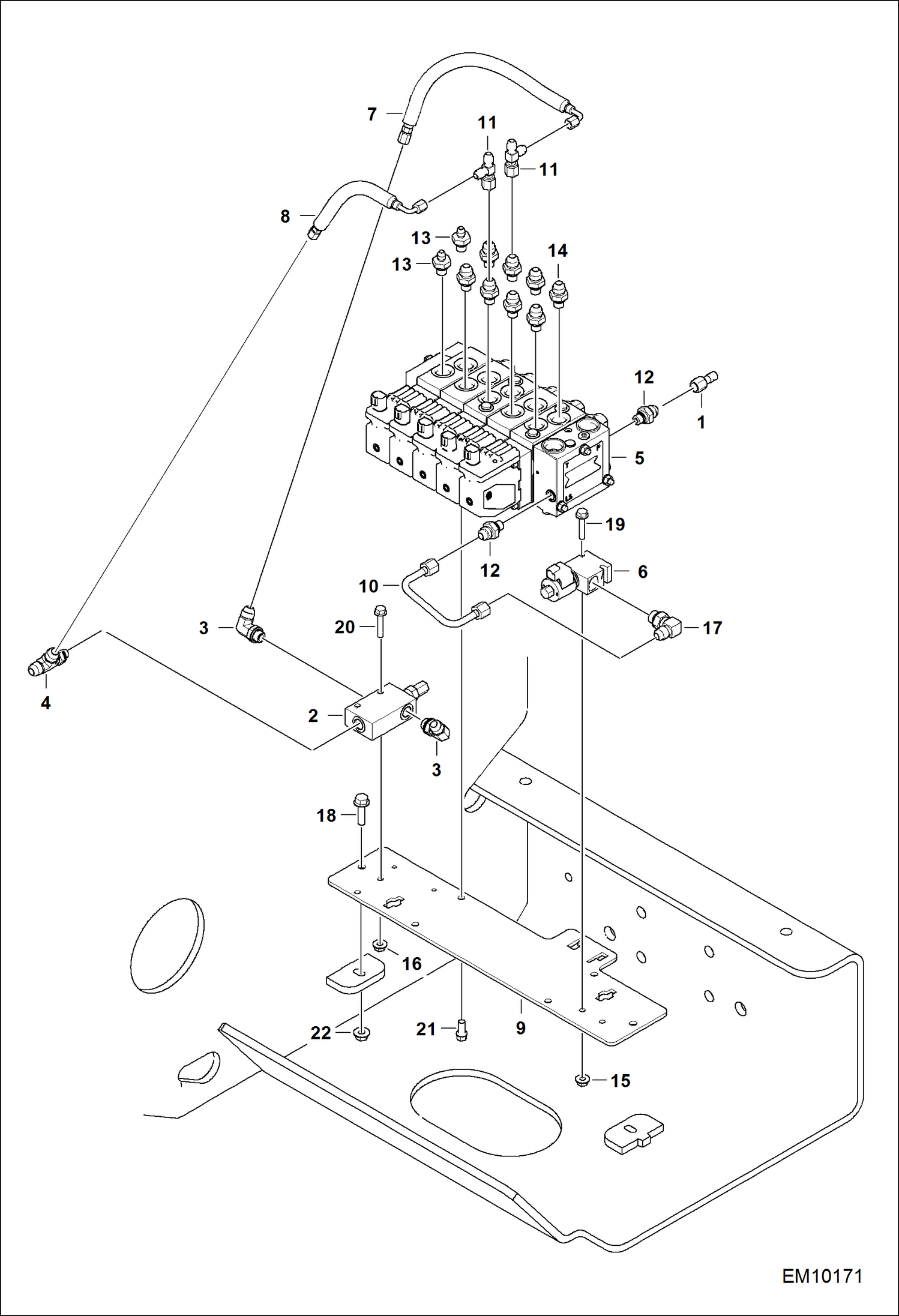 Схема запчастей Bobcat T40140 - HYDRAULIC CIRCUITRY (Control Valve) HYDRAULIC SYSTEM