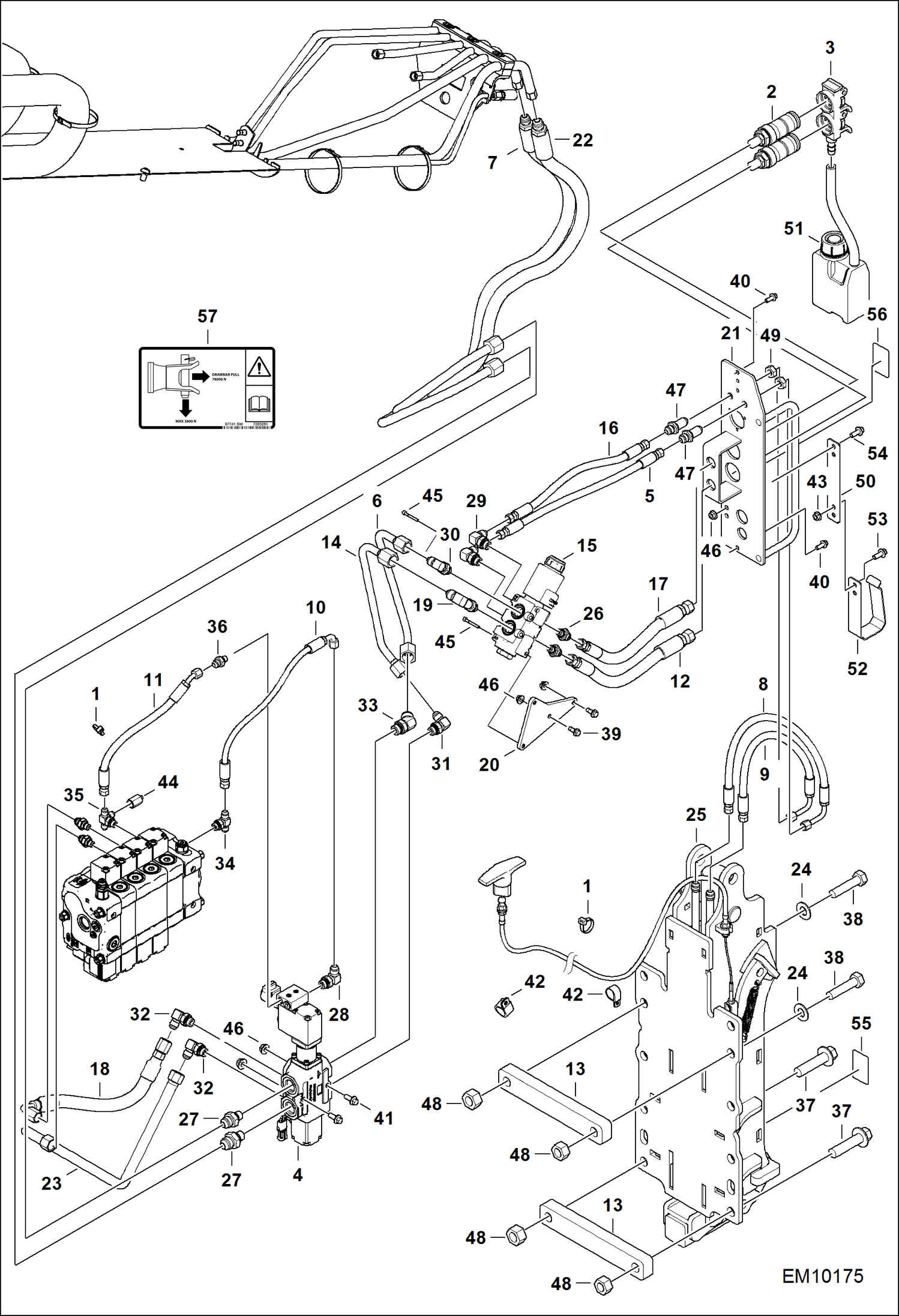 Схема запчастей Bobcat TL360 - HYDRAULIC CIRCUITRY (Rear Hydraulic Hook & Auxiliary Hydraulics) (Part 2) ACCESSORIES & OPTIONS