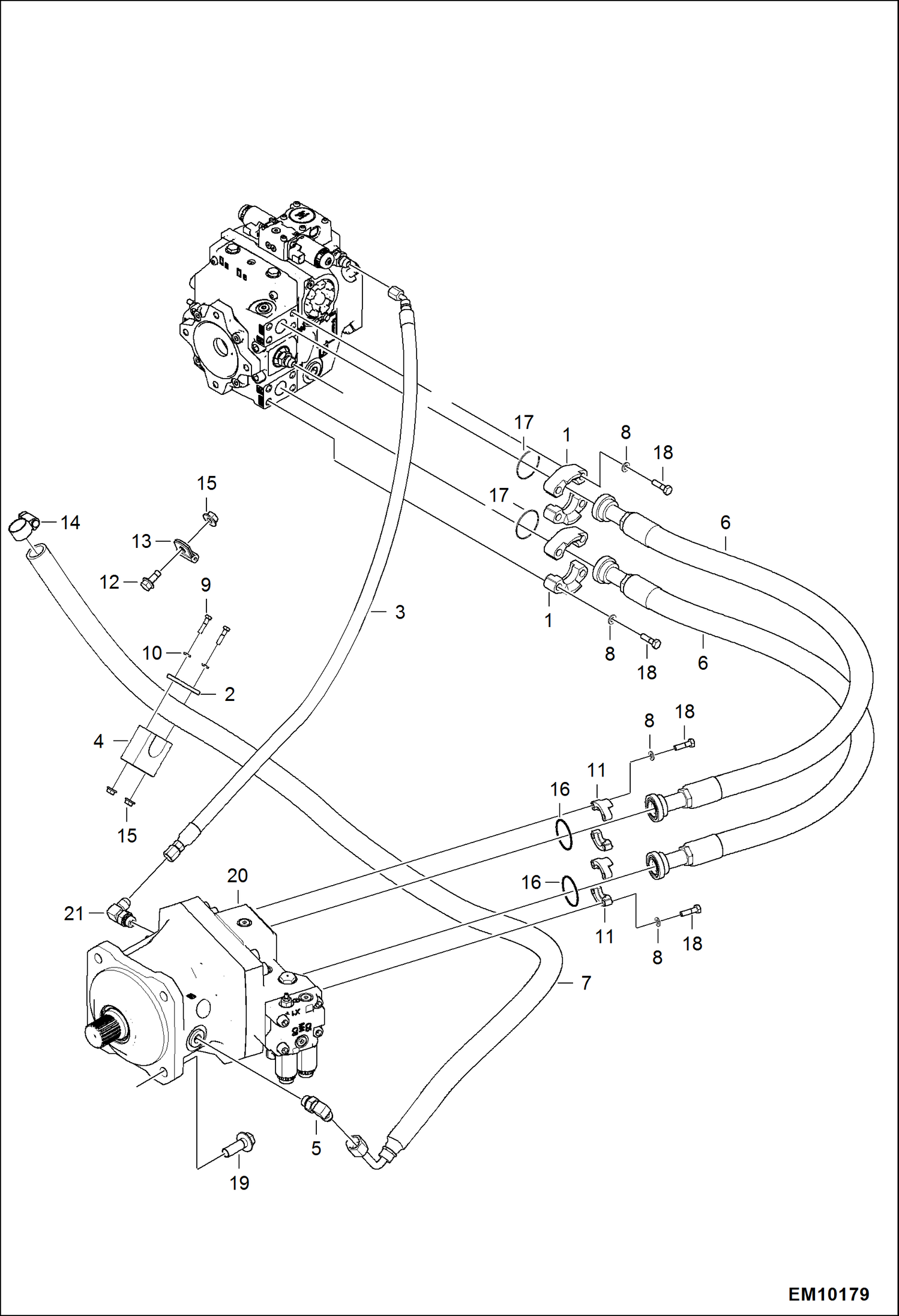 Схема запчастей Bobcat T40140 - HYDROSTATIC CIRCUITRY (Hydrostatic Motor) HYDROSTATIC SYSTEM