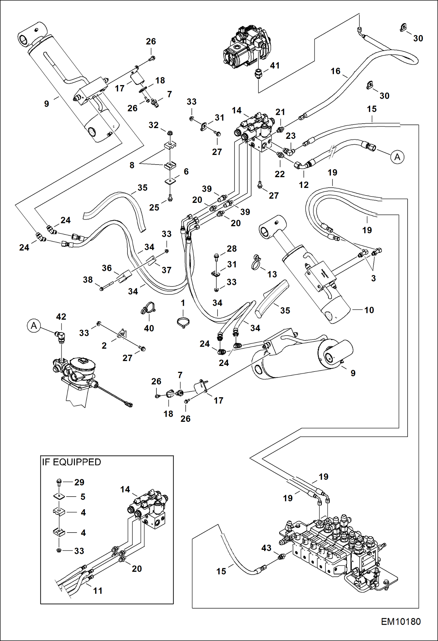 Схема запчастей Bobcat T40140 - HYDRAULIC CIRCUITRY (Frame Leveling Stabilizer) HYDRAULIC SYSTEM