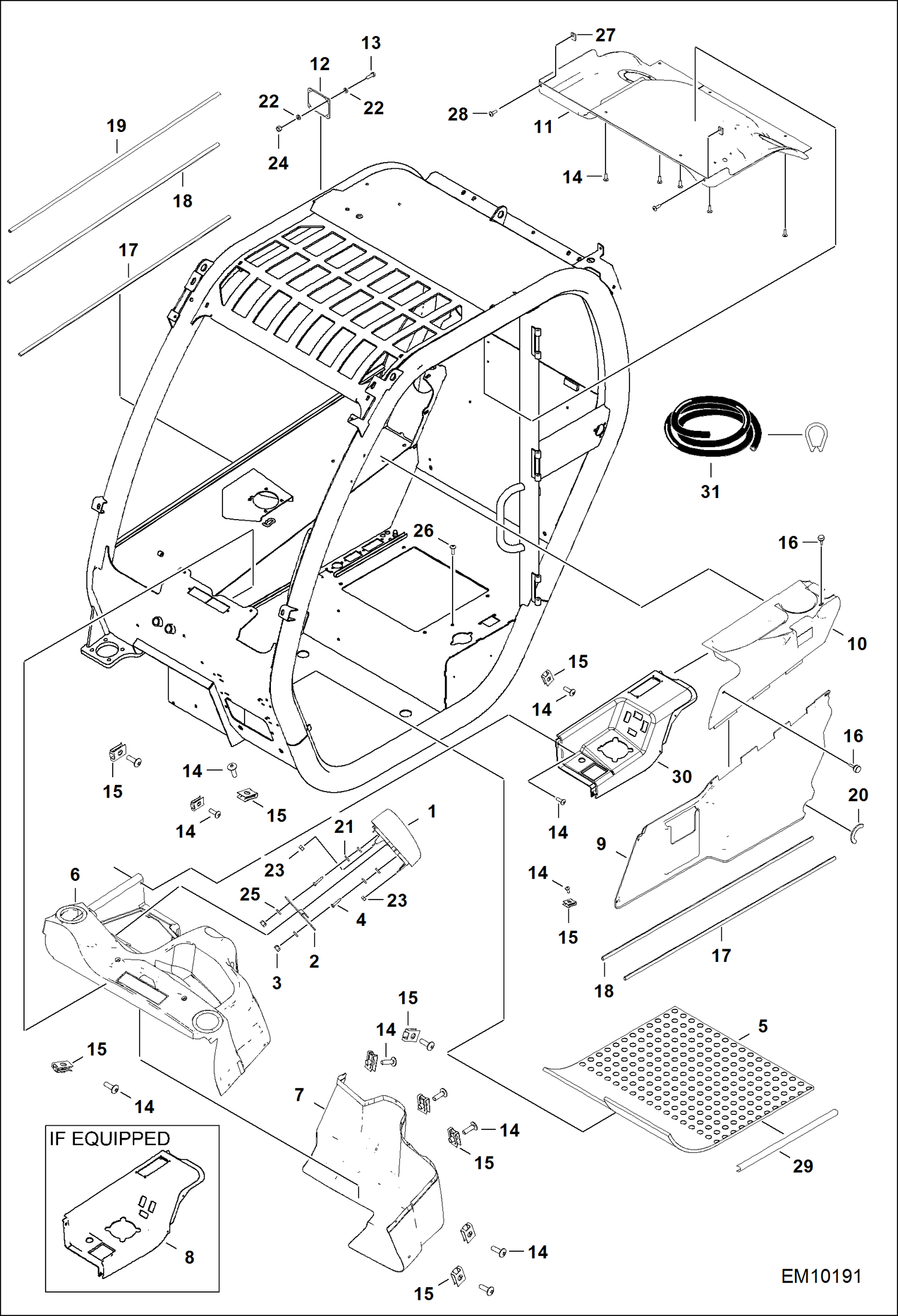 Схема запчастей Bobcat T40140 - OPERATOR CAB (Interior) MAIN FRAME