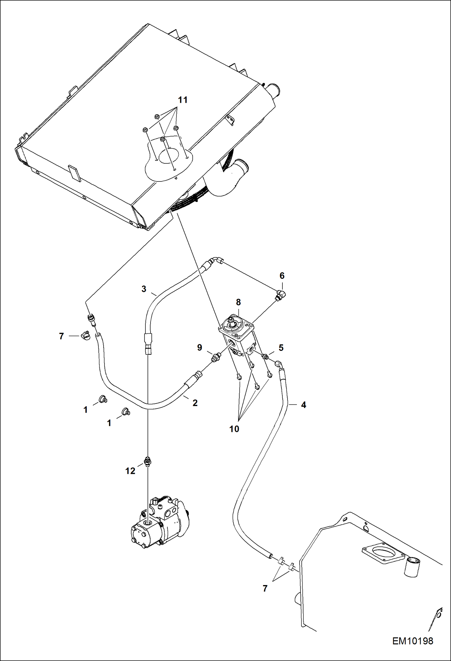 Схема запчастей Bobcat T40140 - HYDRAULIC CIRCUITRY (Fan Motor) HYDRAULIC SYSTEM