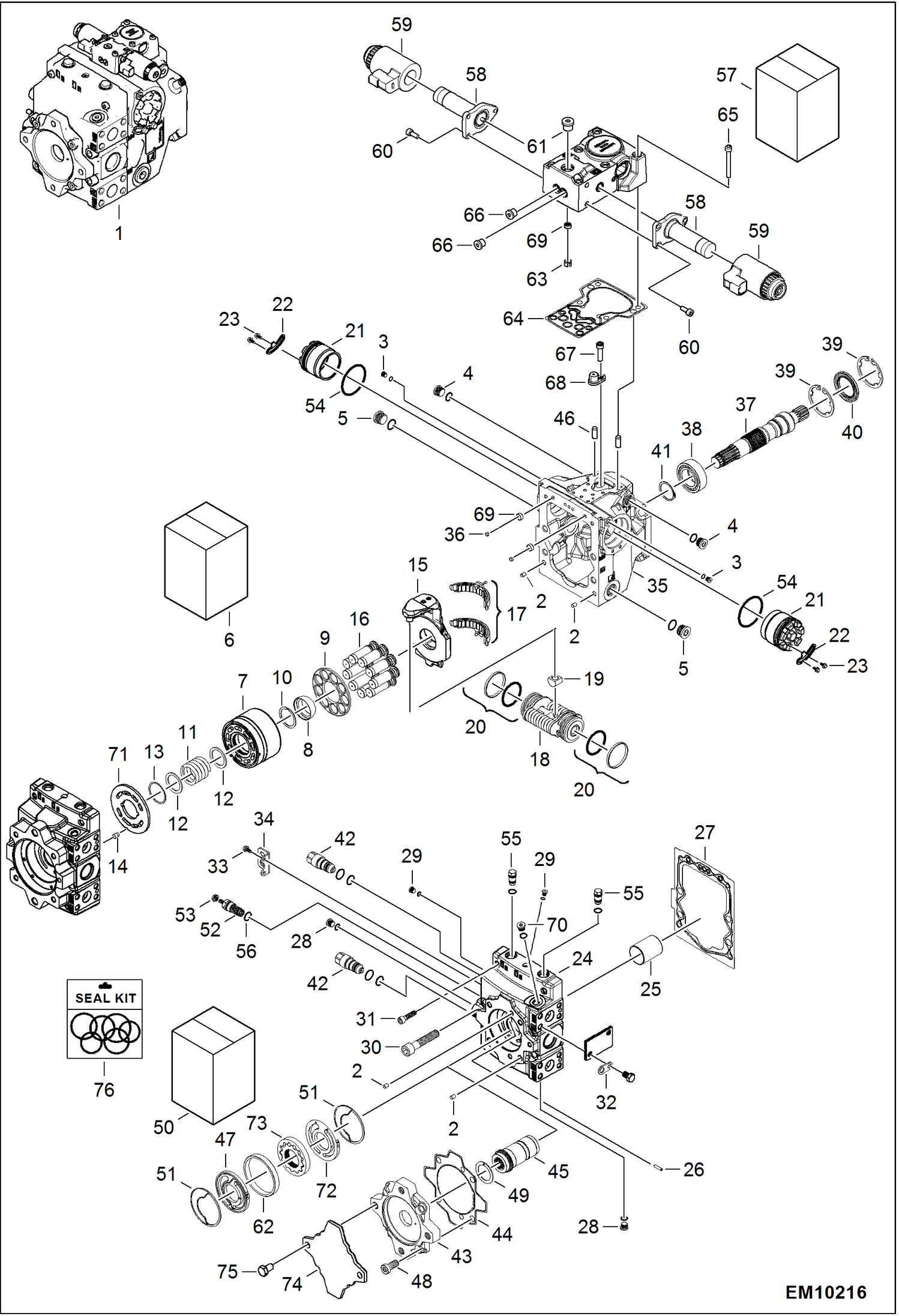 Схема запчастей Bobcat T40140 - HYDROSTATIC PUMP (78cc) (Assembly) HYDROSTATIC SYSTEM