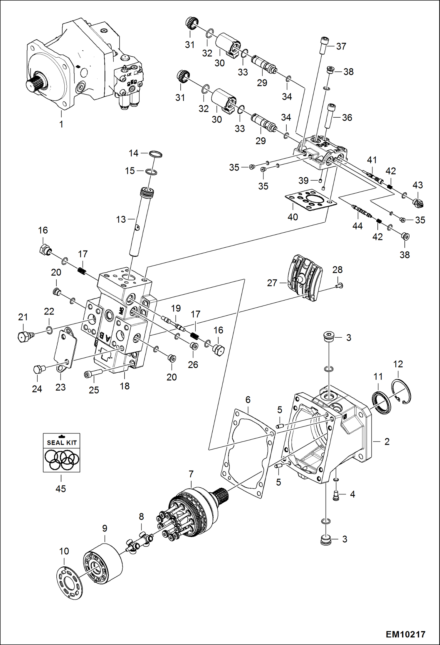Схема запчастей Bobcat T40140 - HYDROSTATIC MOTOR (20km/h) (Assembly) HYDROSTATIC SYSTEM