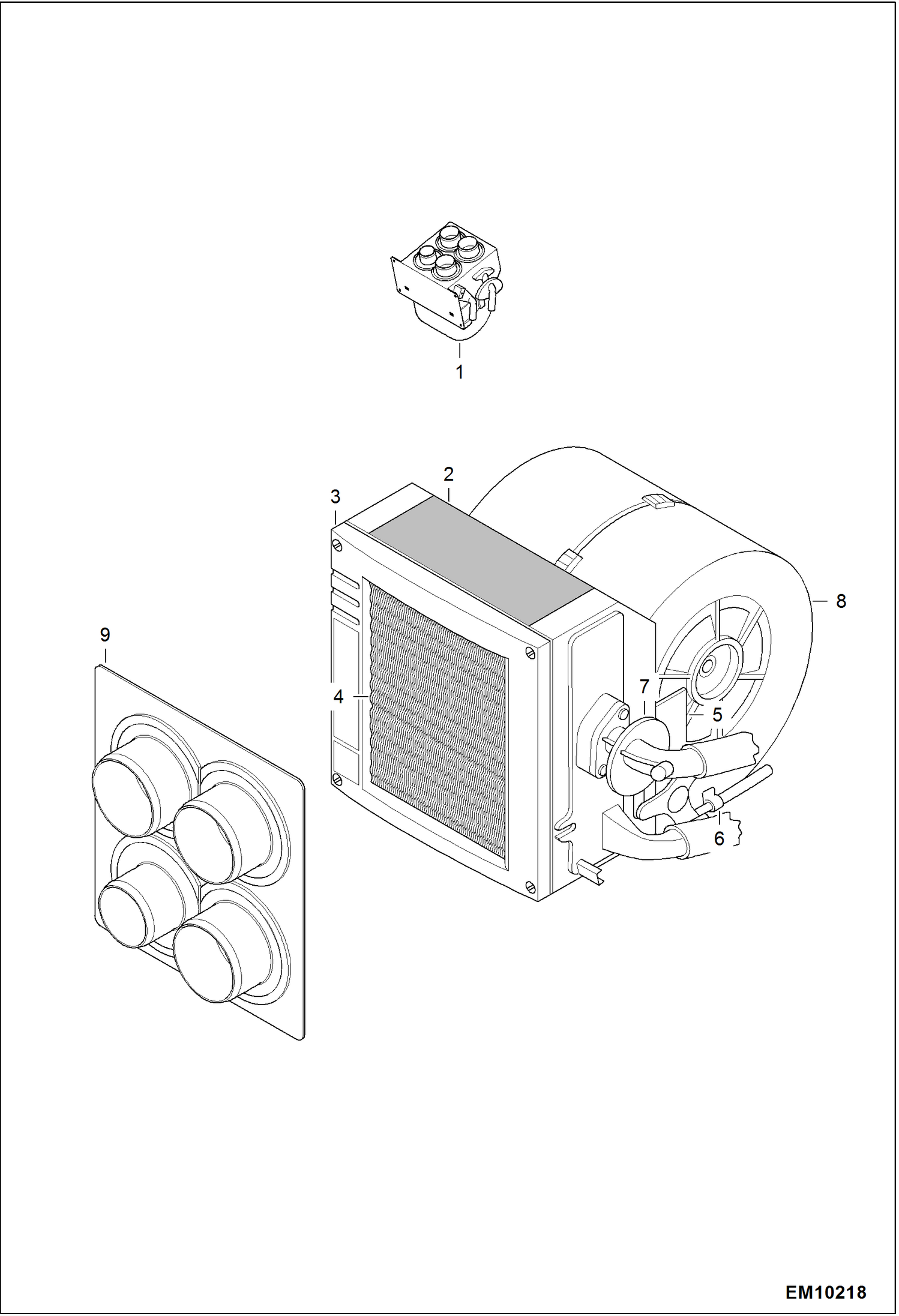 Схема запчастей Bobcat T40140 - HEATER (Assembly) MAIN FRAME