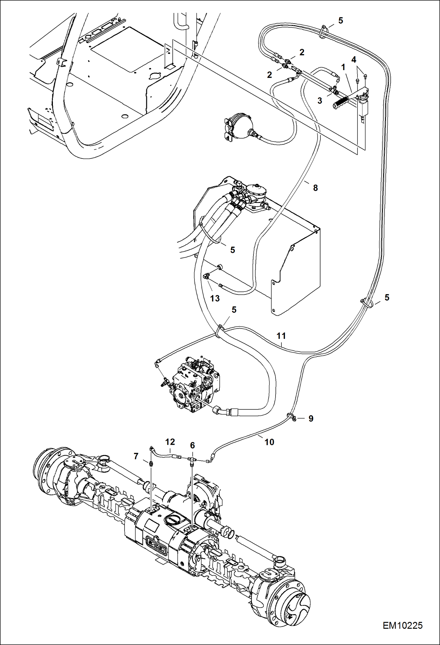 Схема запчастей Bobcat T40140 - HYDRAULIC CIRCUITRY (Parking Brake) HYDRAULIC SYSTEM