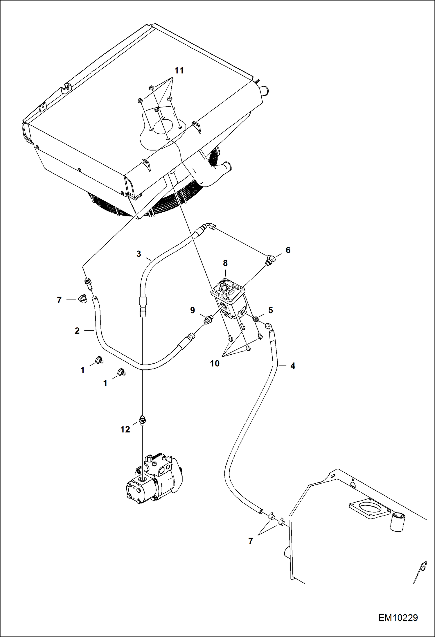 Схема запчастей Bobcat T40140 - HYDRAULIC CIRCUITRY (Fan Motor) HYDRAULIC SYSTEM