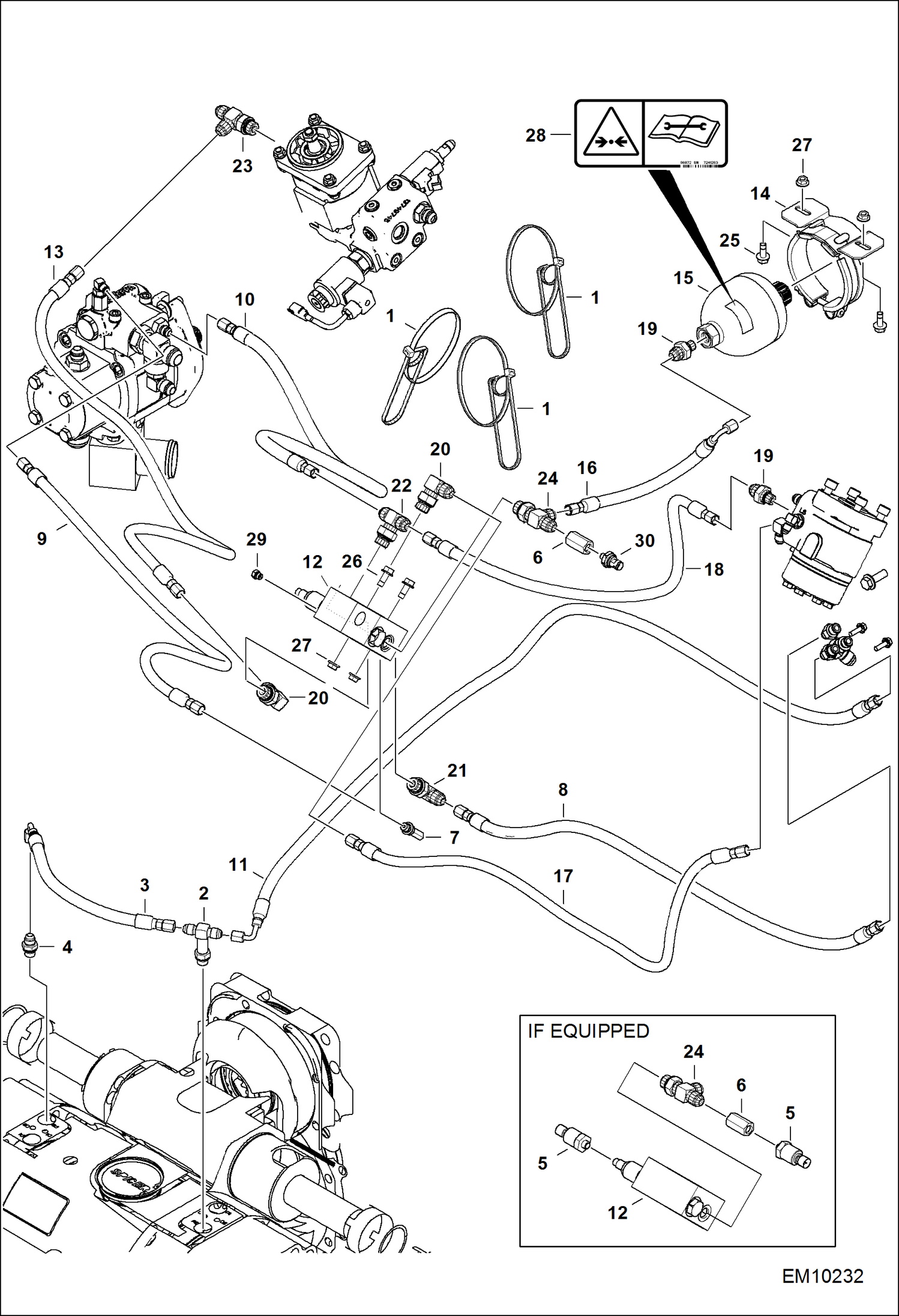 Схема запчастей Bobcat T40140 - HYDRAULIC CIRCUITRY (Brake Valve) (Germany) ACCESSORIES & OPTIONS