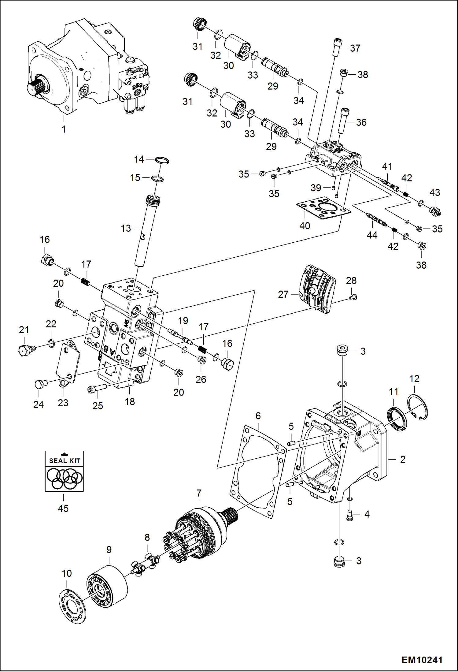 Схема запчастей Bobcat T40140 - HYDROSTATIC MOTOR (30km/h) (Assembly) HYDROSTATIC SYSTEM