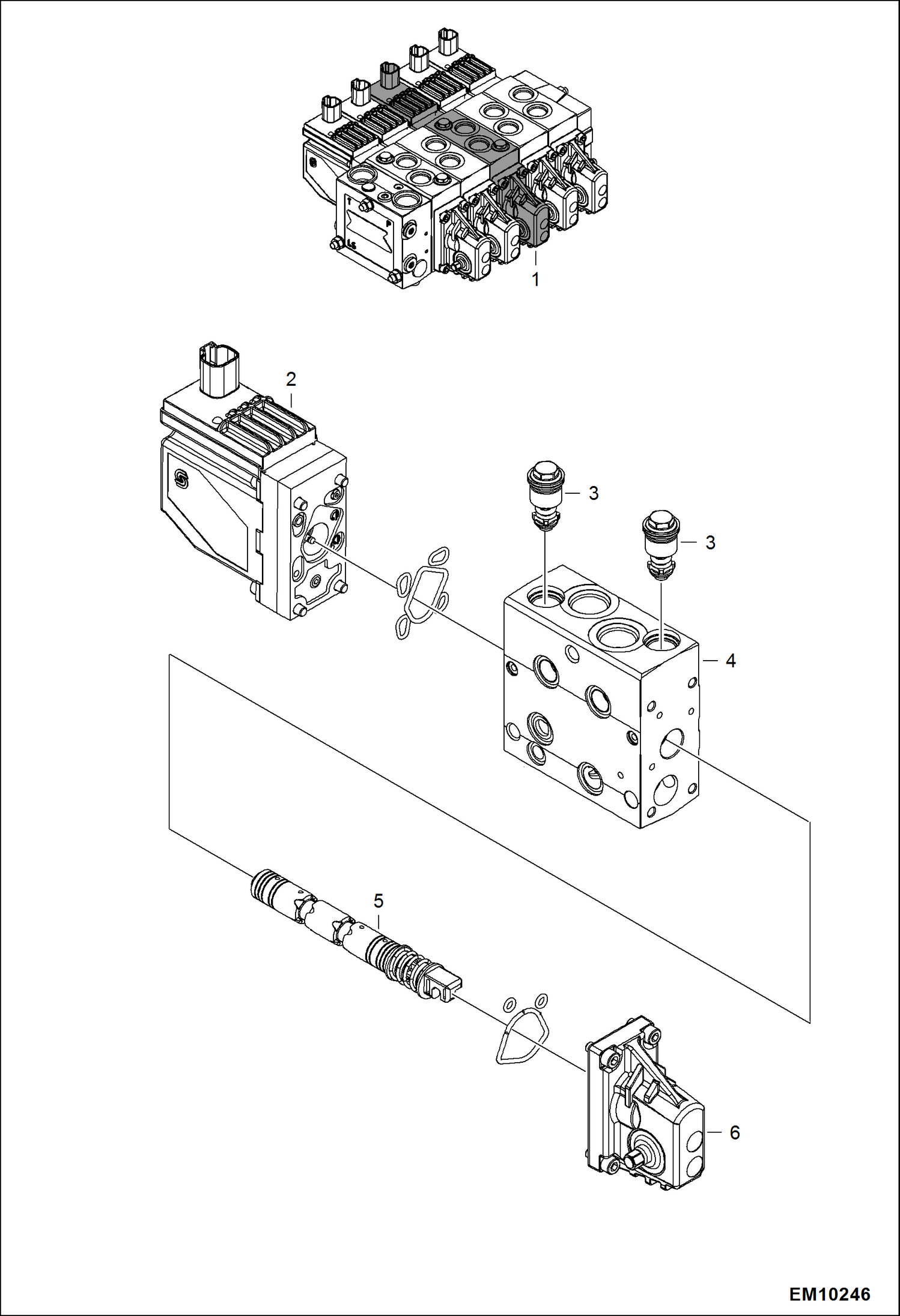 Схема запчастей Bobcat T40140 - CONTROL VALVE (Telescoping Section) HYDRAULIC SYSTEM