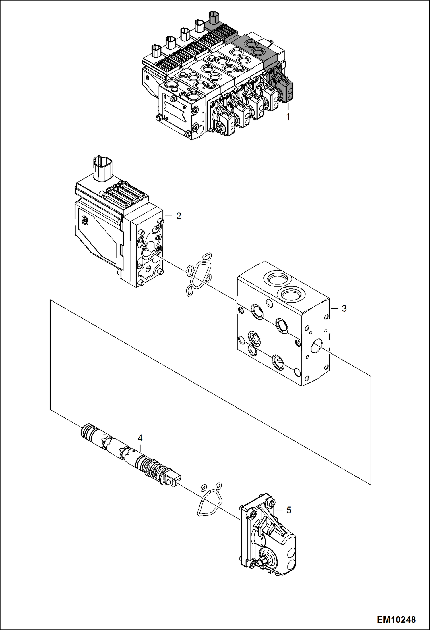 Схема запчастей Bobcat T40140 - CONTROL VALVE (Frame Leveling Section) HYDRAULIC SYSTEM