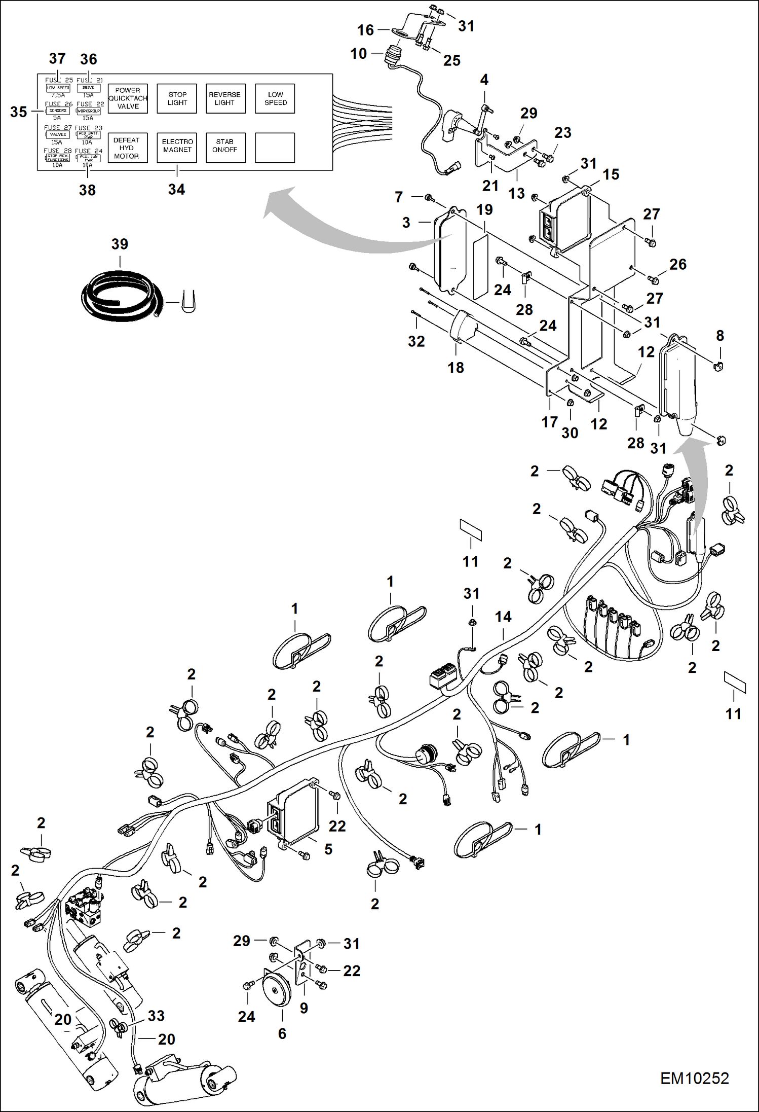 Схема запчастей Bobcat T40140 - FRAME ELECTRICAL CIRCUITRY (Harness) ELECTRICAL SYSTEM