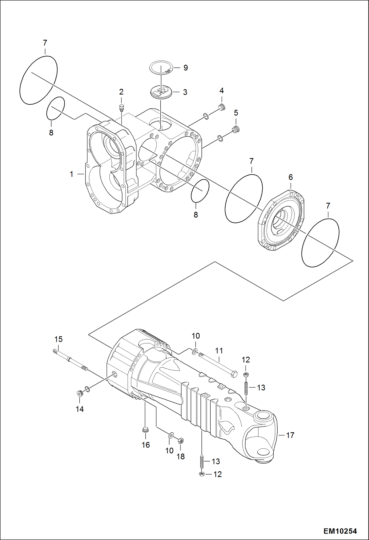 Схема запчастей Bobcat T40140 - FRONT AXLE (Housing) DRIVE SYSTEM