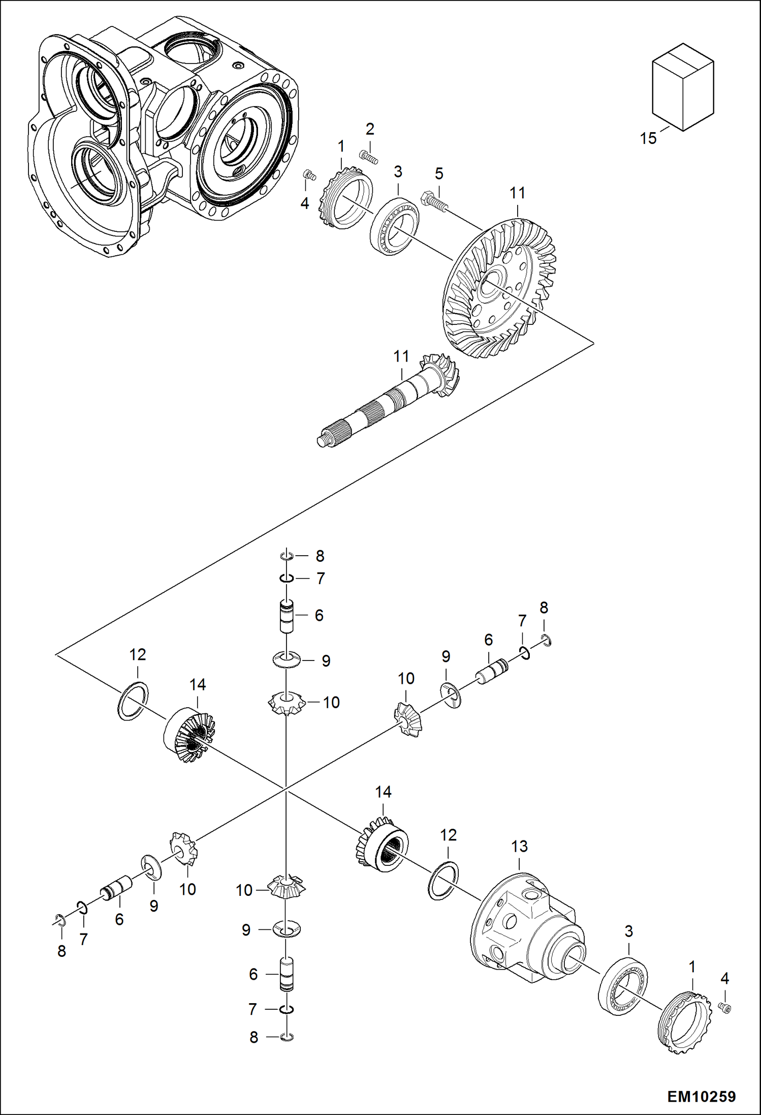 Схема запчастей Bobcat T40140 - FRONT AXLE (Differential) DRIVE SYSTEM