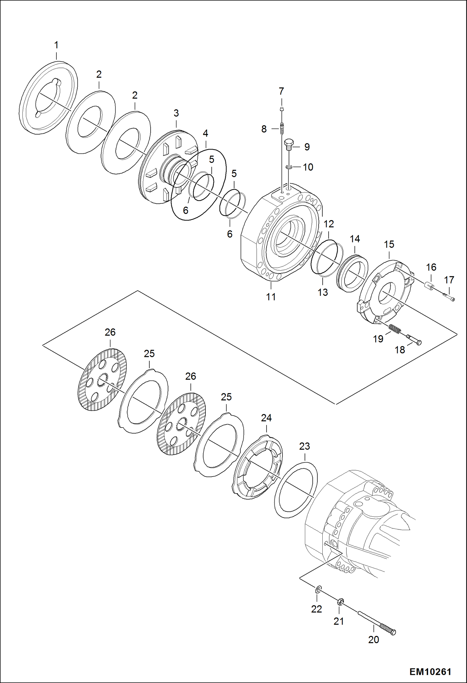 Схема запчастей Bobcat T40140 - FRONT AXLE (Brakes) DRIVE SYSTEM