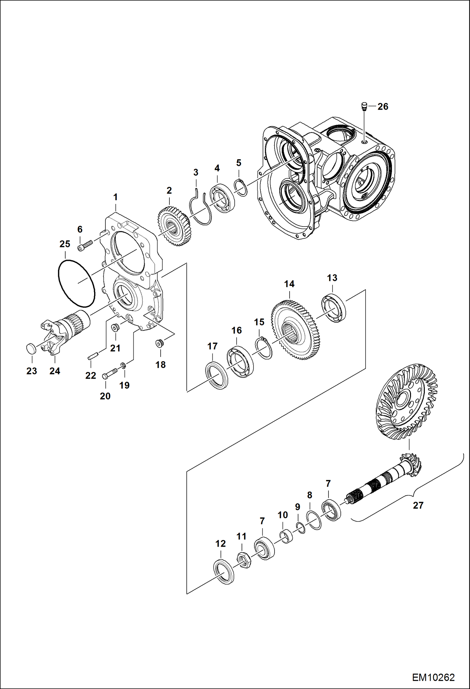 Схема запчастей Bobcat T40140 - FRONT AXLE (Reducer Box) DRIVE SYSTEM