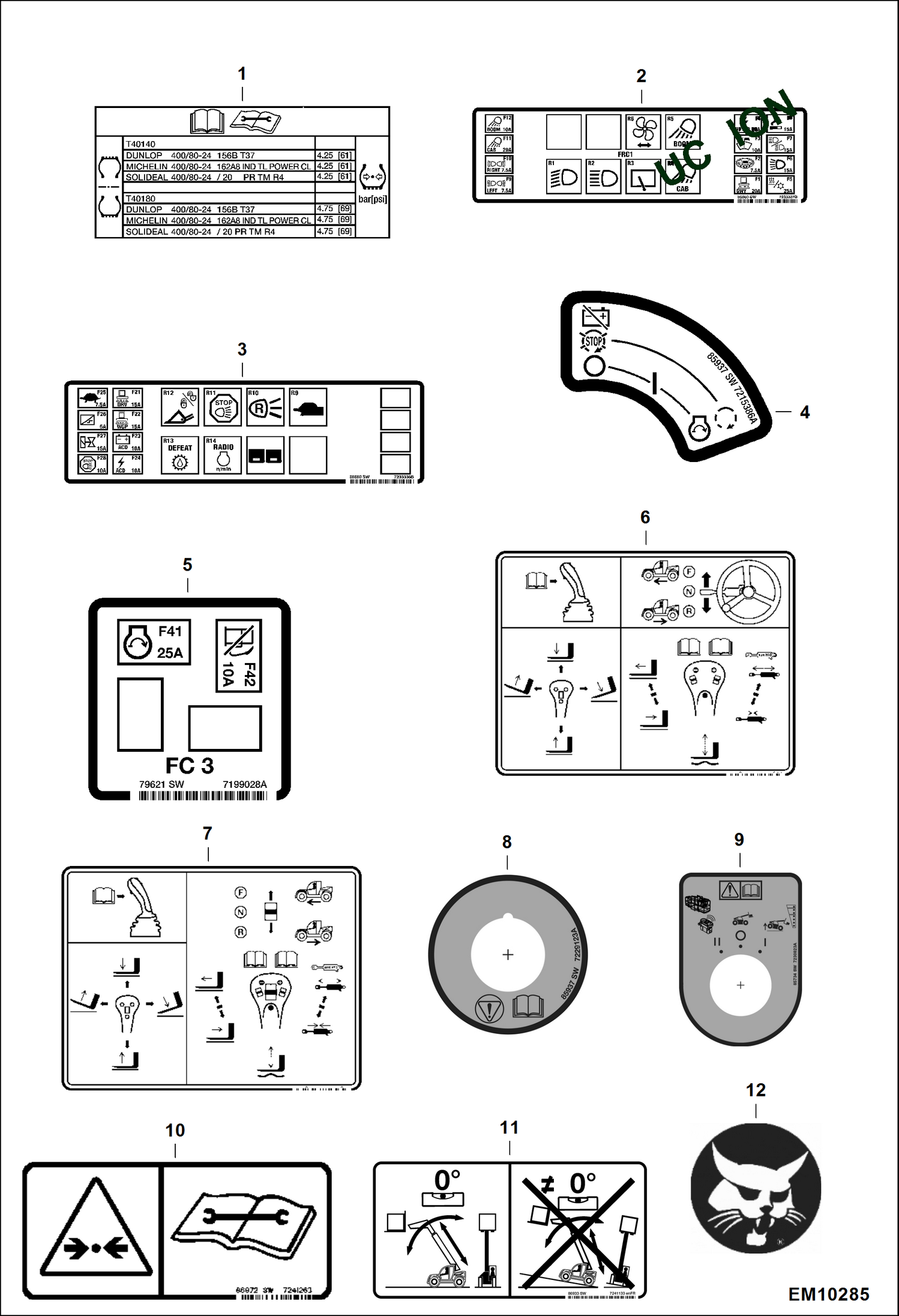 Схема запчастей Bobcat T40180 - DECALS (Inside) ACCESSORIES & OPTIONS