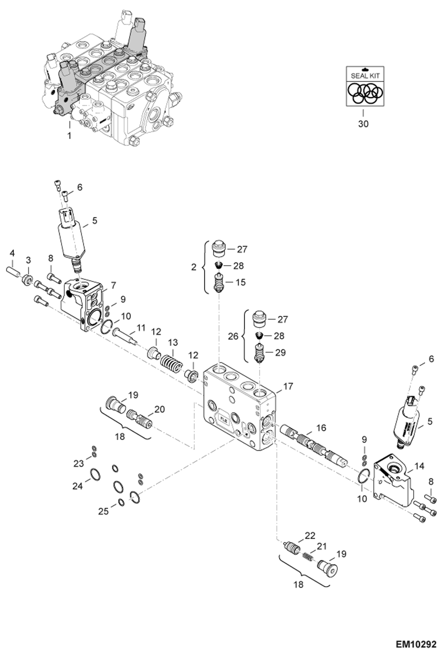 Схема запчастей Bobcat V417 - CONTROL VALVE SECTION (Telescopic) S/N AC1C15286 & Above HYDRAULIC SYSTEM