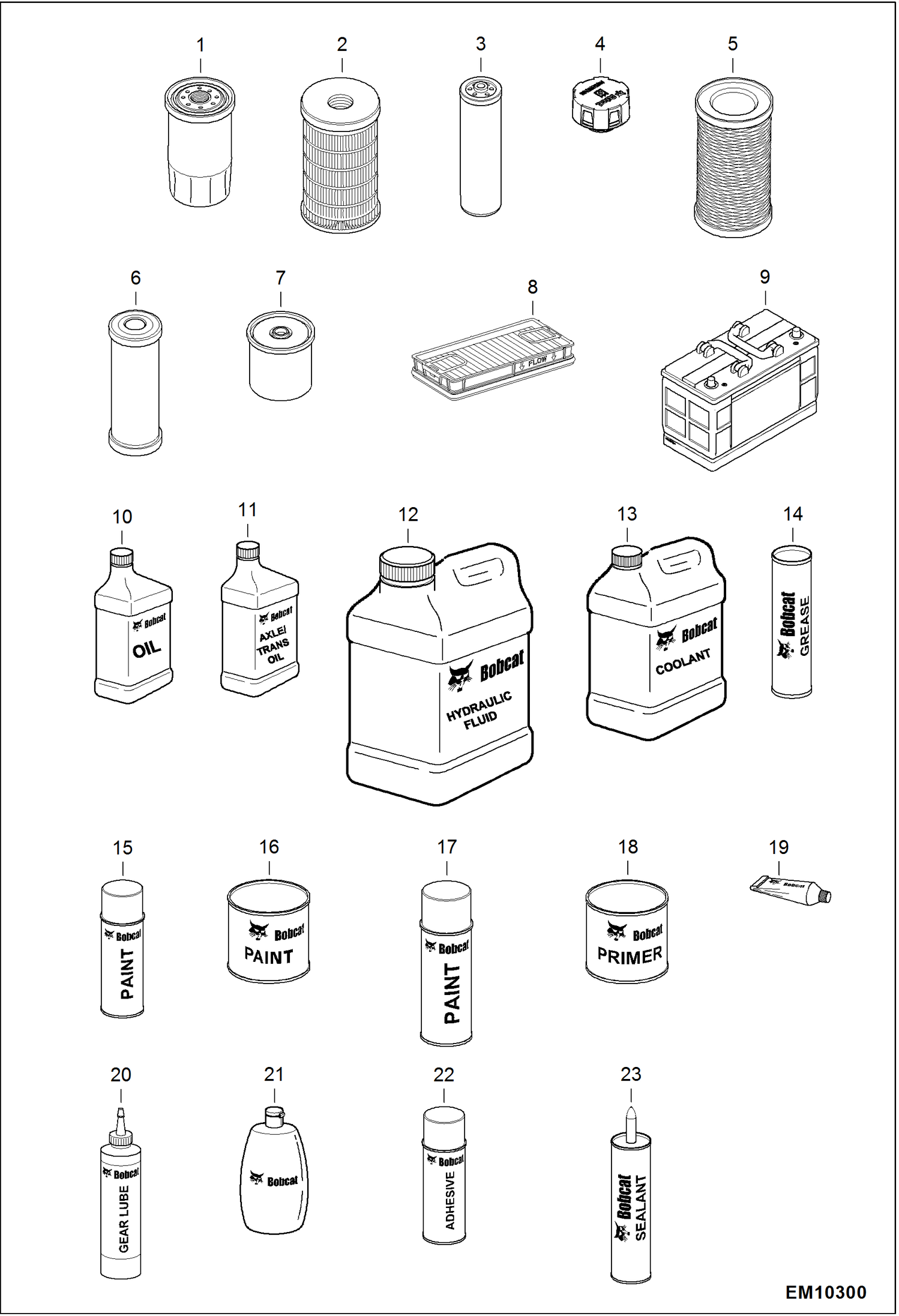 Схема запчастей Bobcat T40140 - MAINTENANCE ITEMS (Service Parts) MAINTENANCE ITEMS