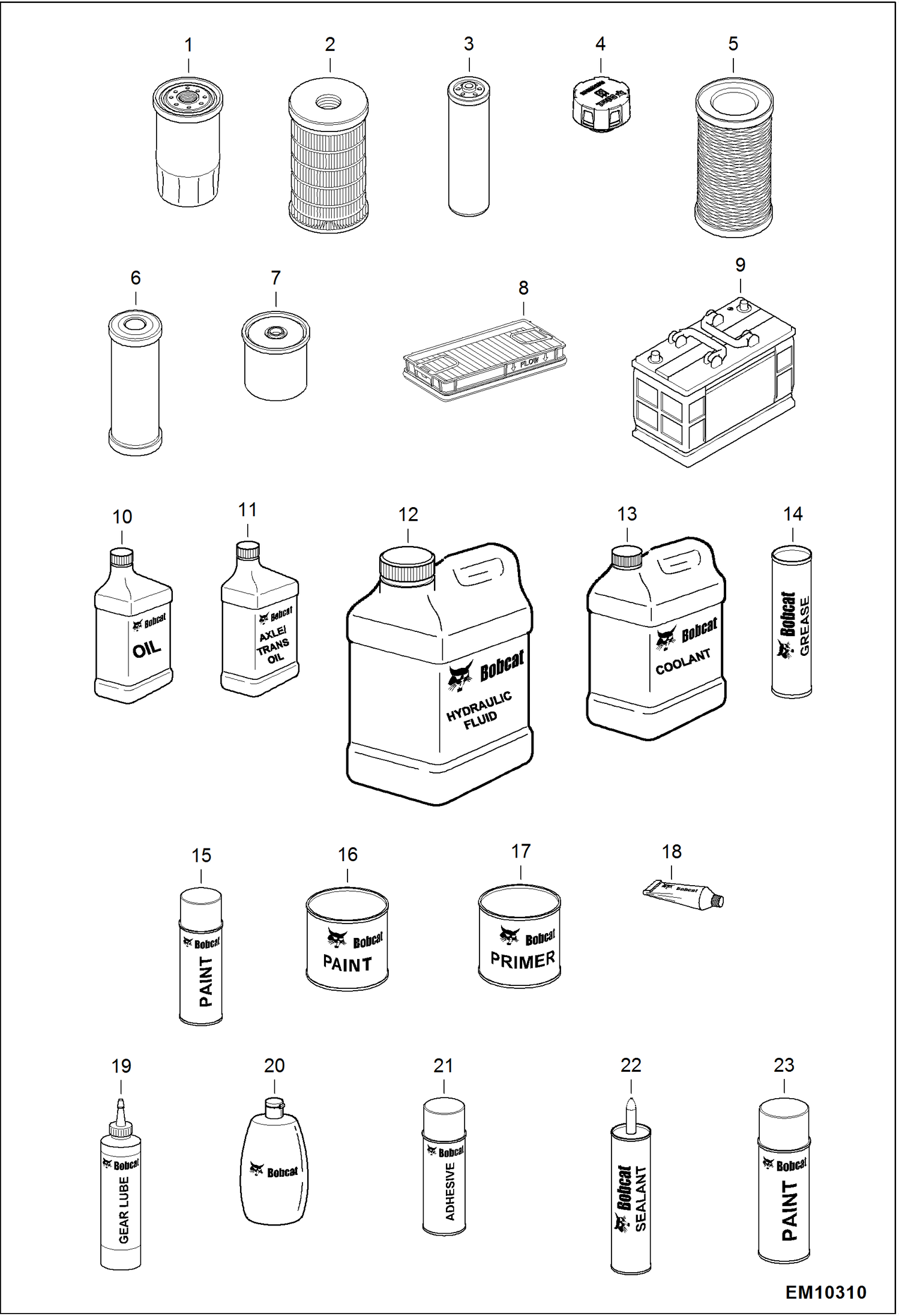 Схема запчастей Bobcat T40140 - MAINTENANCE ITEMS (Service Parts) MAINTENANCE ITEMS