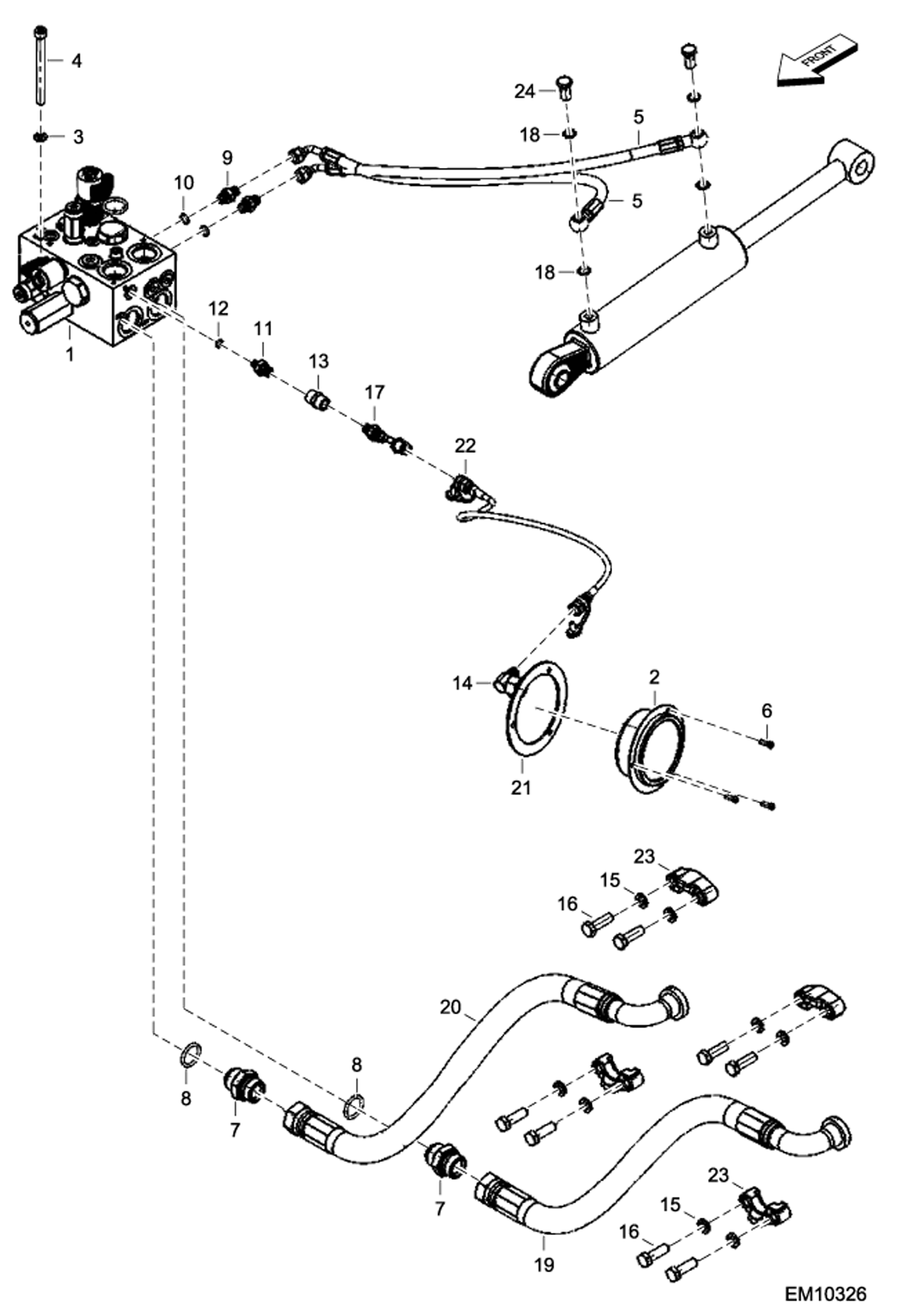 Схема запчастей Bobcat FORESTRY CUTTER - HYDRAULIC SYSTEM (Valve) (AD8900200 & Above) Loader FRC150 (EMEA Only)