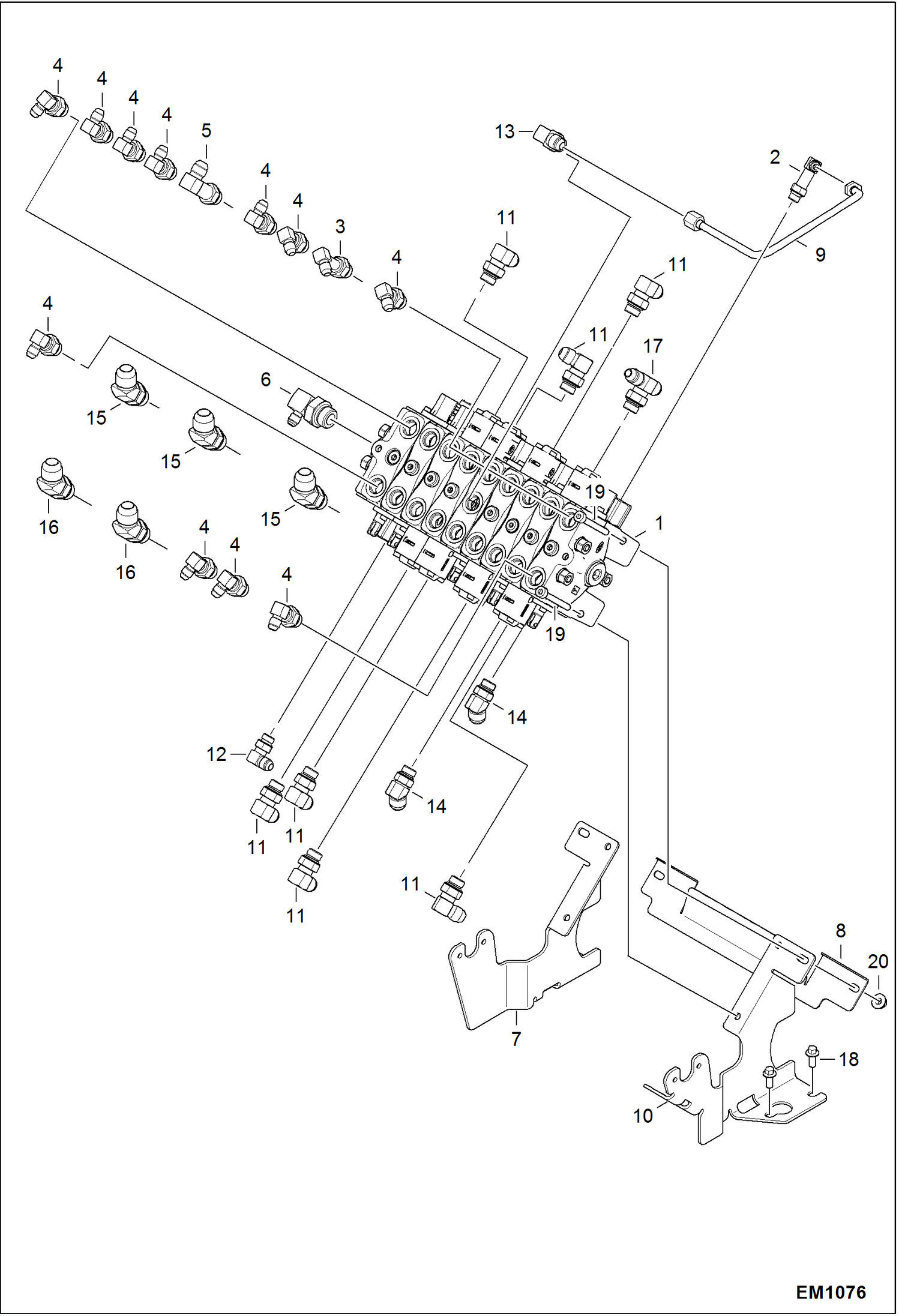 Схема запчастей Bobcat 319 - HYDRAULIC CIRCUITRY (Control Valve Installation) HYDRAULIC SYSTEM