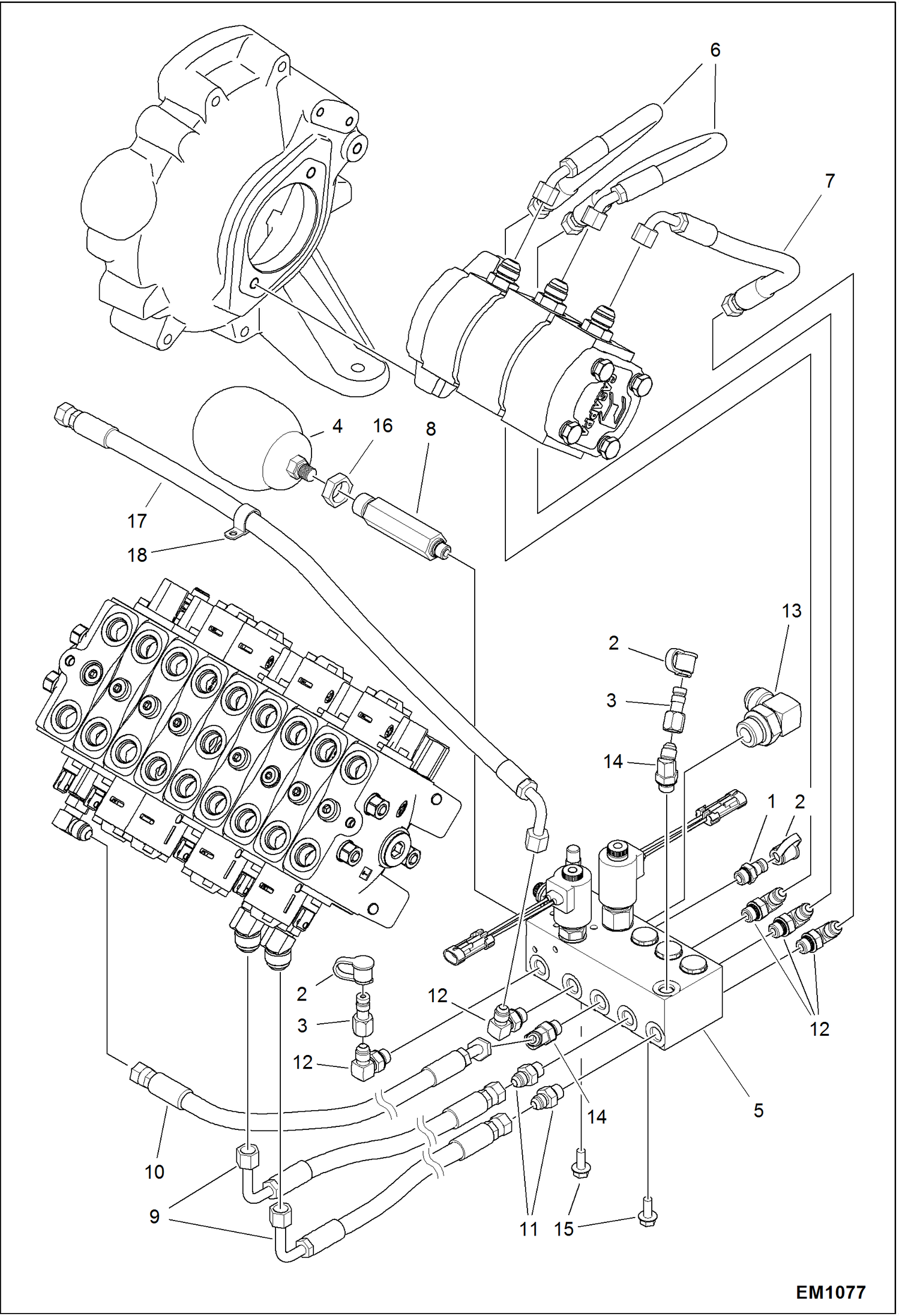 Схема запчастей Bobcat 319 - HYDRAULIC CIRCUITRY (Manifold Installation - W/Manifold #6685846) HYDRAULIC SYSTEM