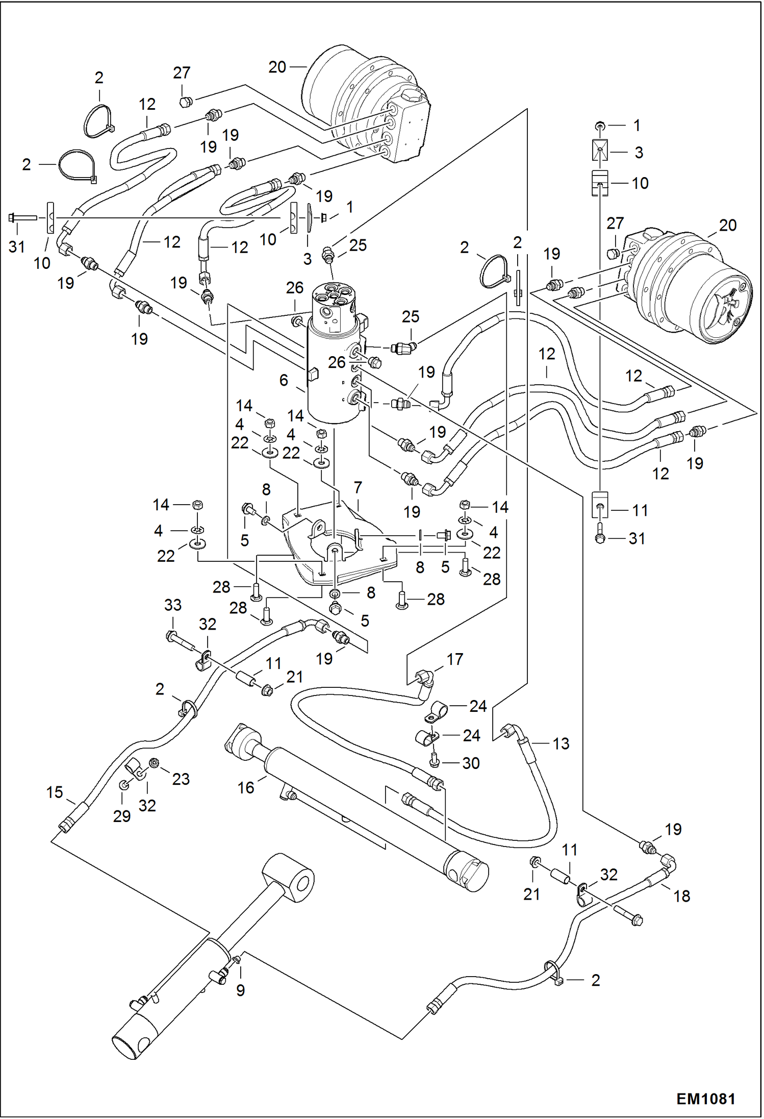 Схема запчастей Bobcat 319 - HYDRAULIC CIRCUITRY (Lower Group) HYDRAULIC SYSTEM