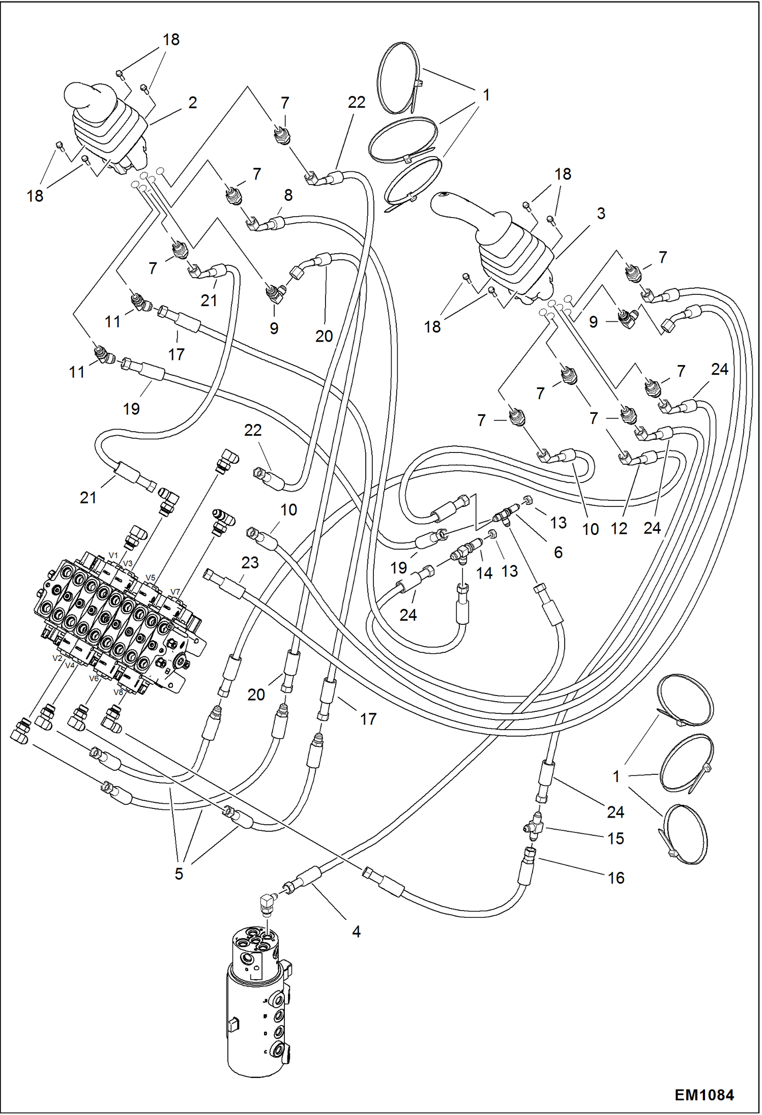 Схема запчастей Bobcat 319 - HYDRAULIC CIRCUITRY (Pilot) HYDRAULIC SYSTEM