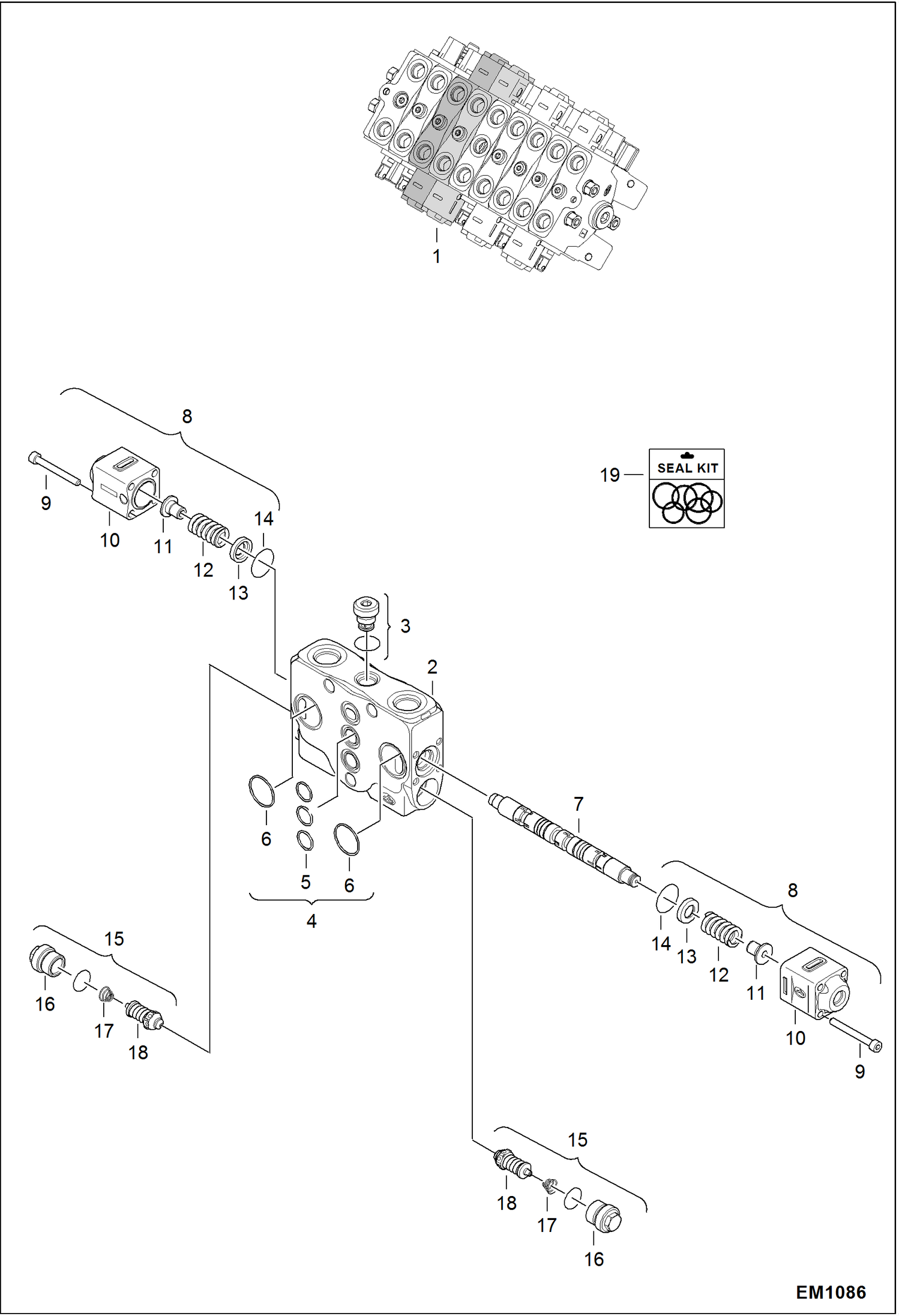 Схема запчастей Bobcat 319 - VALVE SECTION (Arm/Bucket) HYDRAULIC SYSTEM