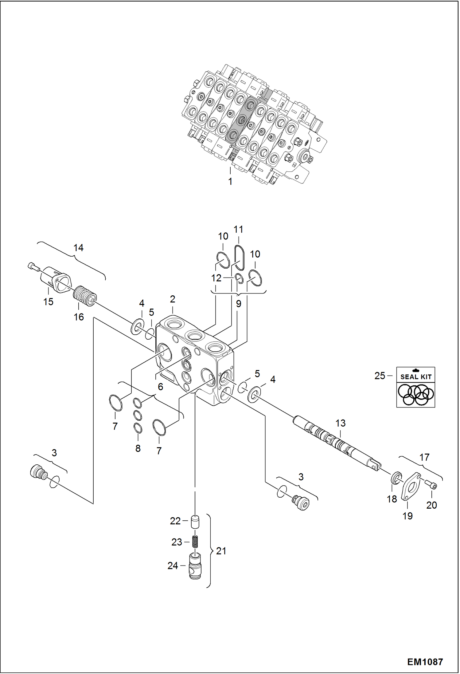 Схема запчастей Bobcat 319 - VALVE SECTION (Auxilary) HYDRAULIC SYSTEM