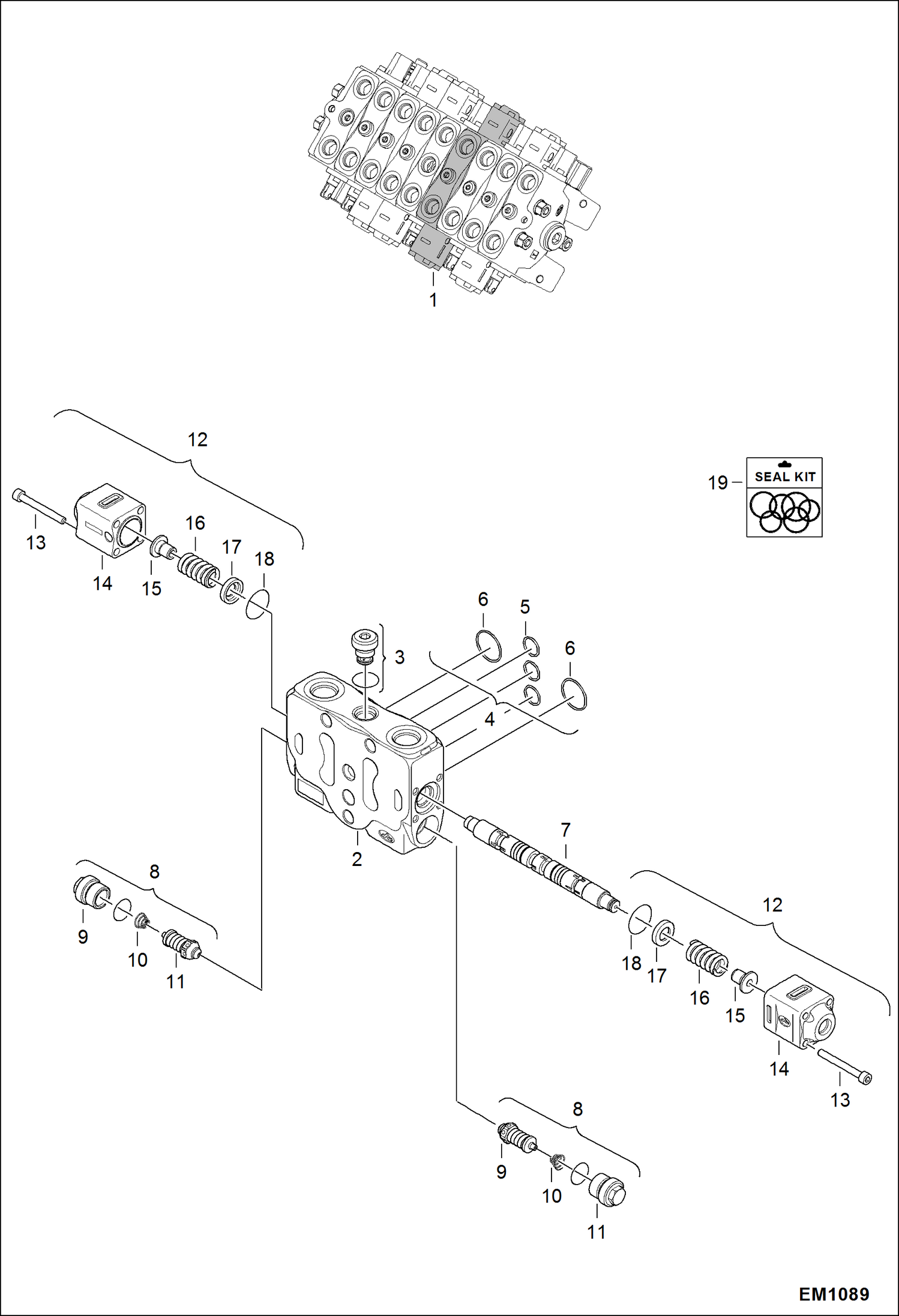 Схема запчастей Bobcat 319 - VALVE SECTION (Boom) HYDRAULIC SYSTEM