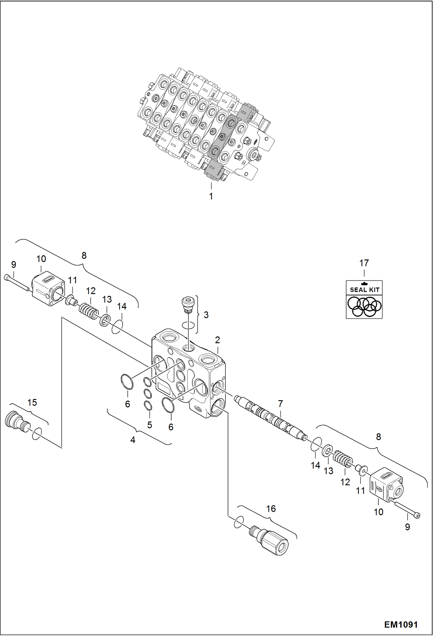 Схема запчастей Bobcat 319 - VALVE SECTION (Slew) HYDRAULIC SYSTEM