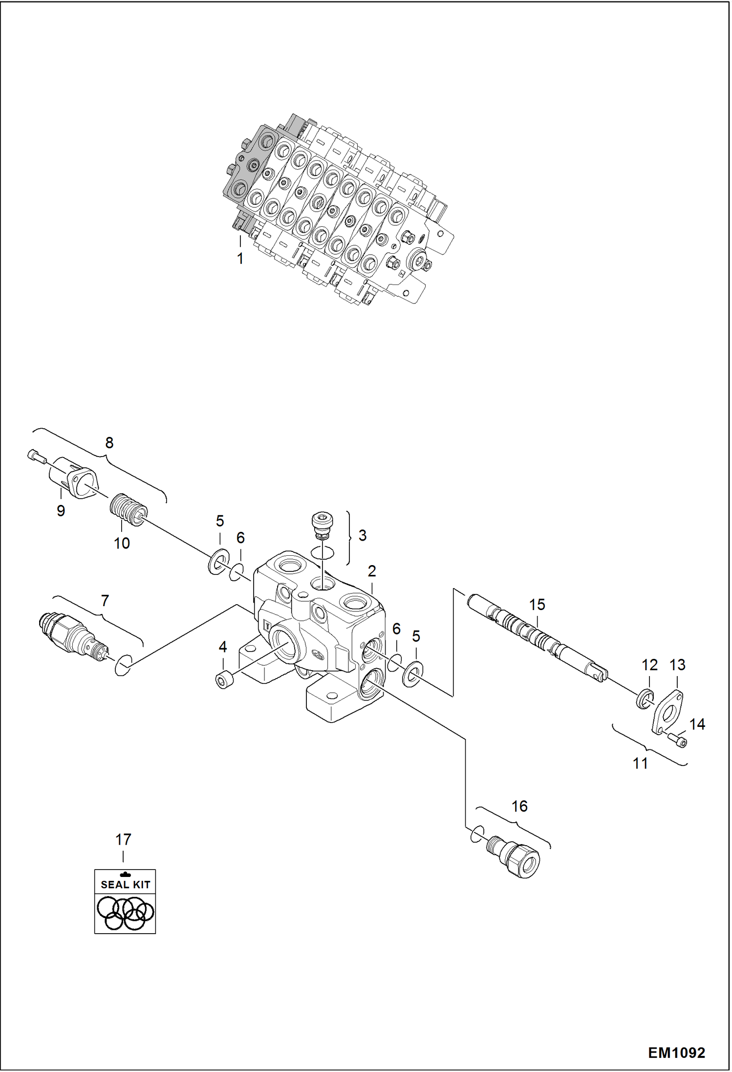 Схема запчастей Bobcat 319 - VALVE SECTION (RH Travel) HYDRAULIC SYSTEM