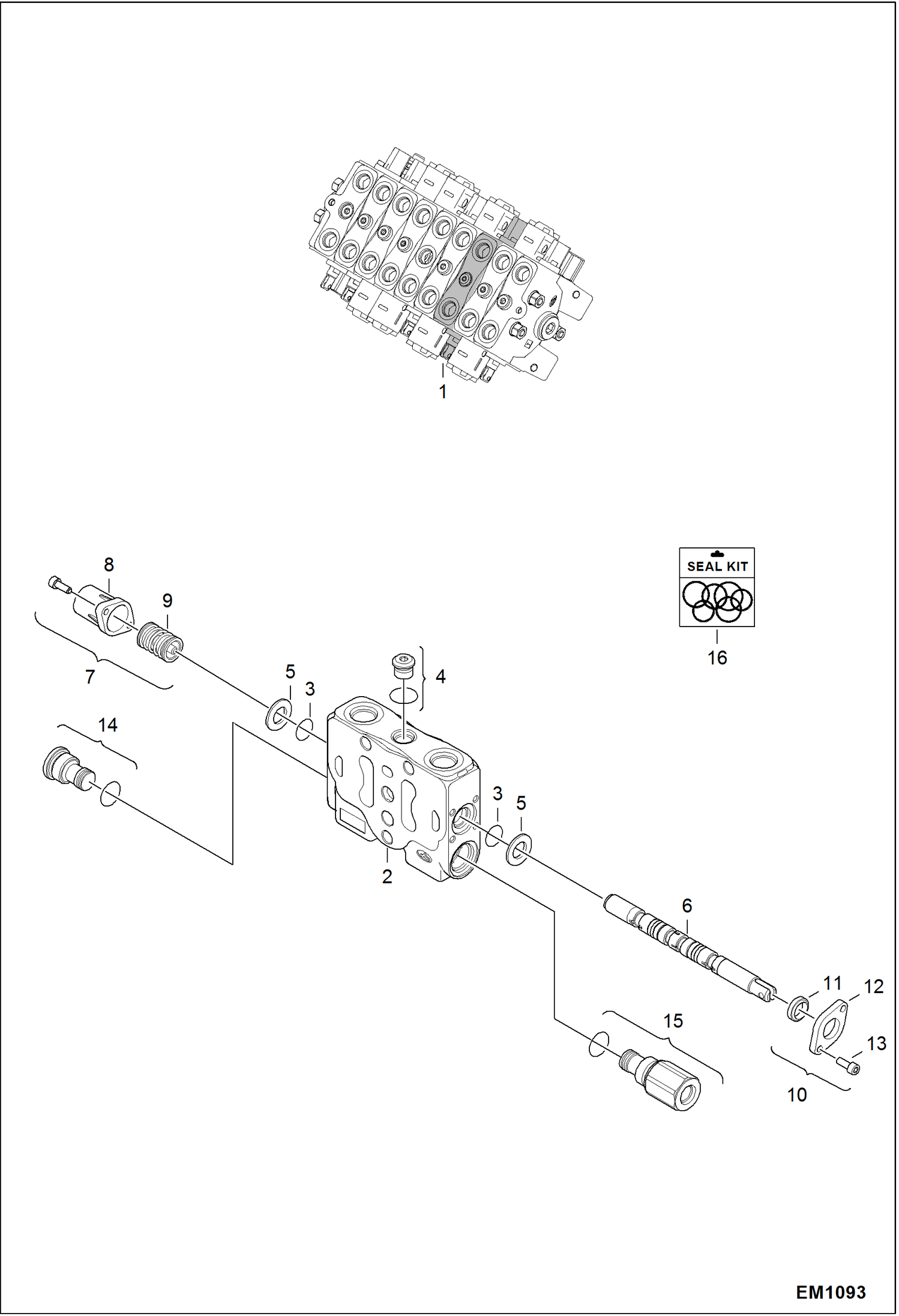 Схема запчастей Bobcat 319 - VALVE SECTION (LH Travel) HYDRAULIC SYSTEM